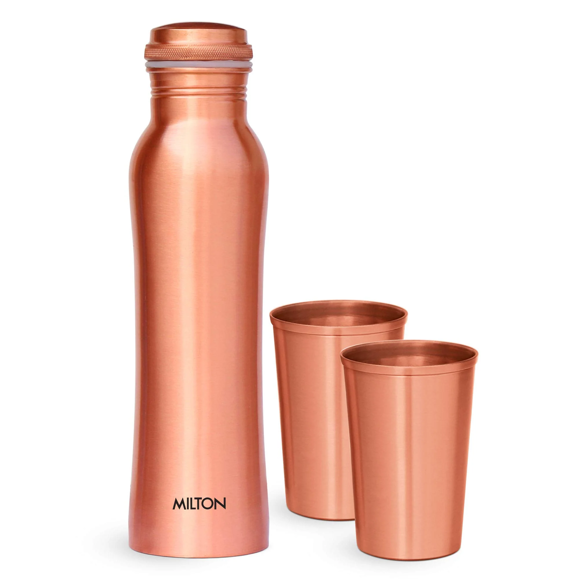 Milton Copperas Gift Set of 2 bottles 950ml with 2 pc Tumbler 100% Pure Copper BPA Free Leak Proof Office Bottle Boosts Immunity Supports Digestive & Liver Health Ayurveda Inspired - Image 2