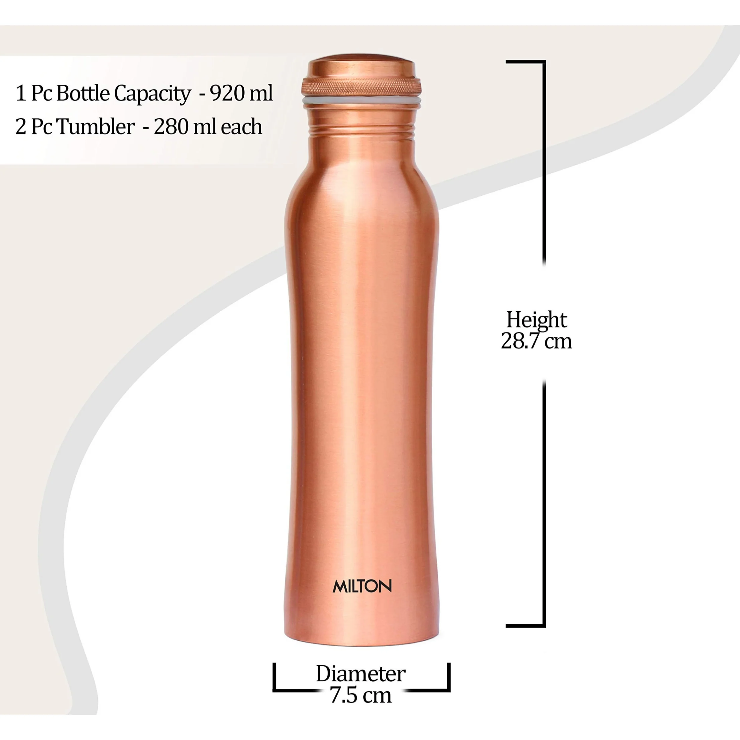 Milton Copperas Gift Set of 2 bottles 950ml with 2 pc Tumbler 100% Pure Copper BPA Free Leak Proof Office Bottle Boosts Immunity Supports Digestive & Liver Health Ayurveda Inspired - Image 5