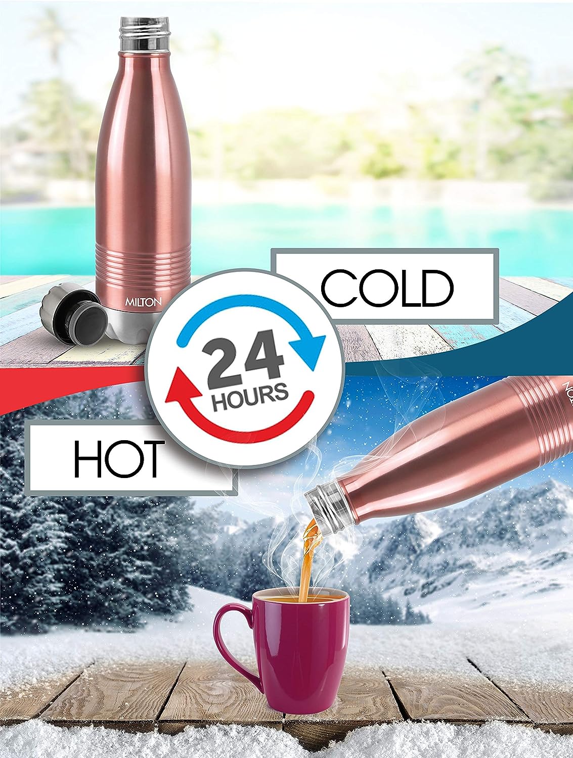 Milton Duo DLX 500 Thermosteel 24 Hours Hot and Cold Water Bottle, 1 Piece, 500 ml, | 100% Leak Proof | Office Bottle | Gym | Home | Kitchen | Hiking | Trekking | Travel Bottle - Image 10