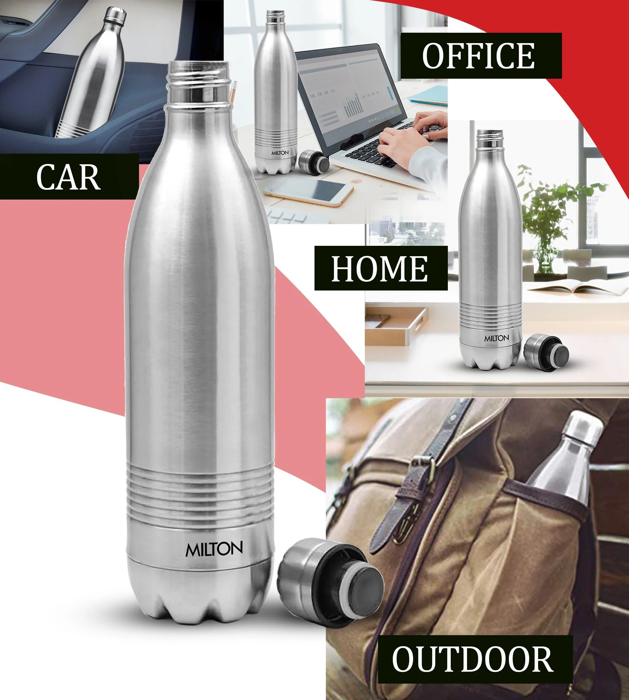 Milton Duo DLX 500 Thermosteel Bottle, 500 ml Water Bottles, 24 Hours Hot and Cold, Easy to Carry, Easy Grip, Rust Proof, Tea, Coffee, Office, Travel Bottle, Silver - Image 5