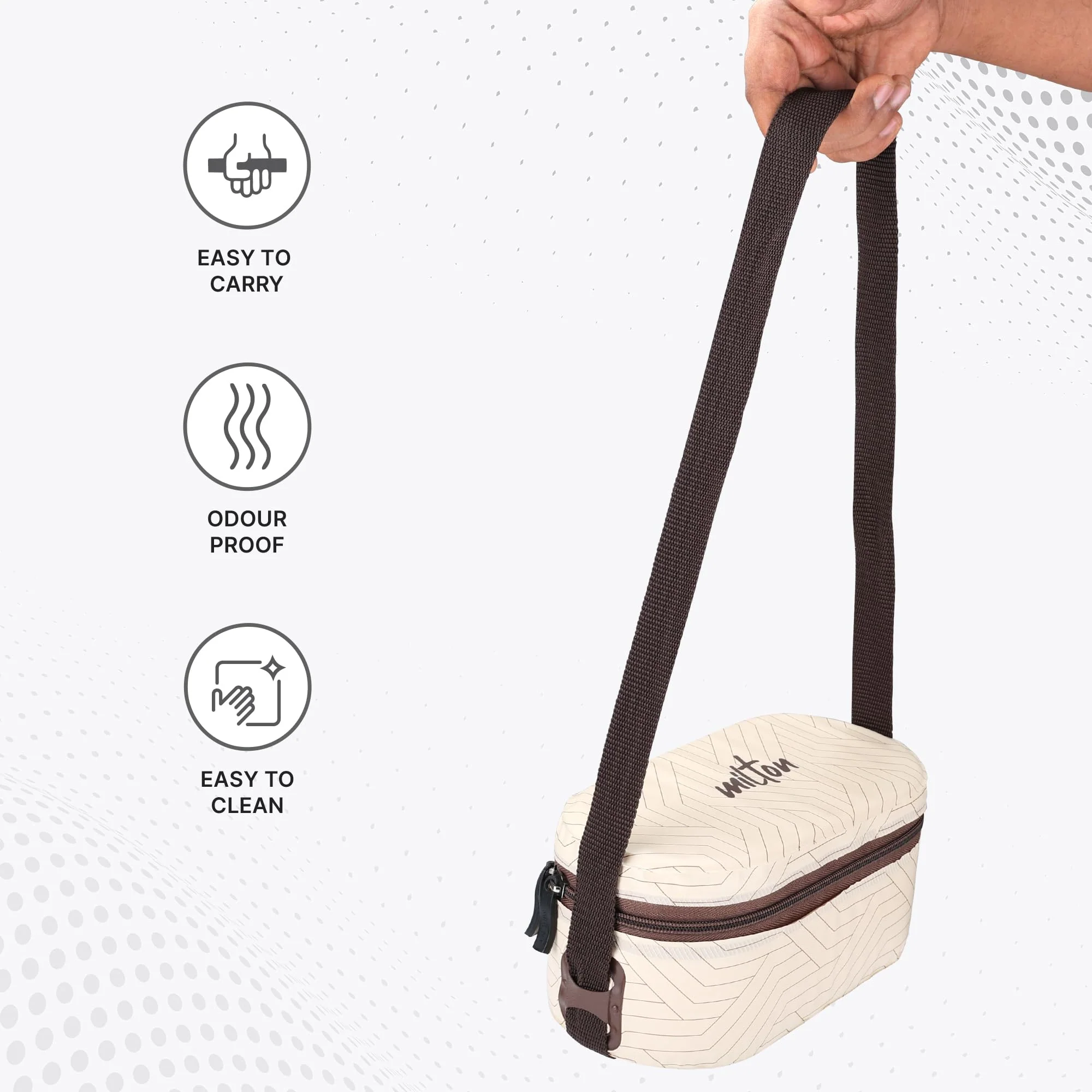 Milton Executive Lunch Box 2 Inner Steel Round Containers 280ml Each and 1 Microwave Safe Oval Plastic Container 450ml with Insulated Bag Office Tiffin Leakproof Easy to Carry - Beige - Image 6