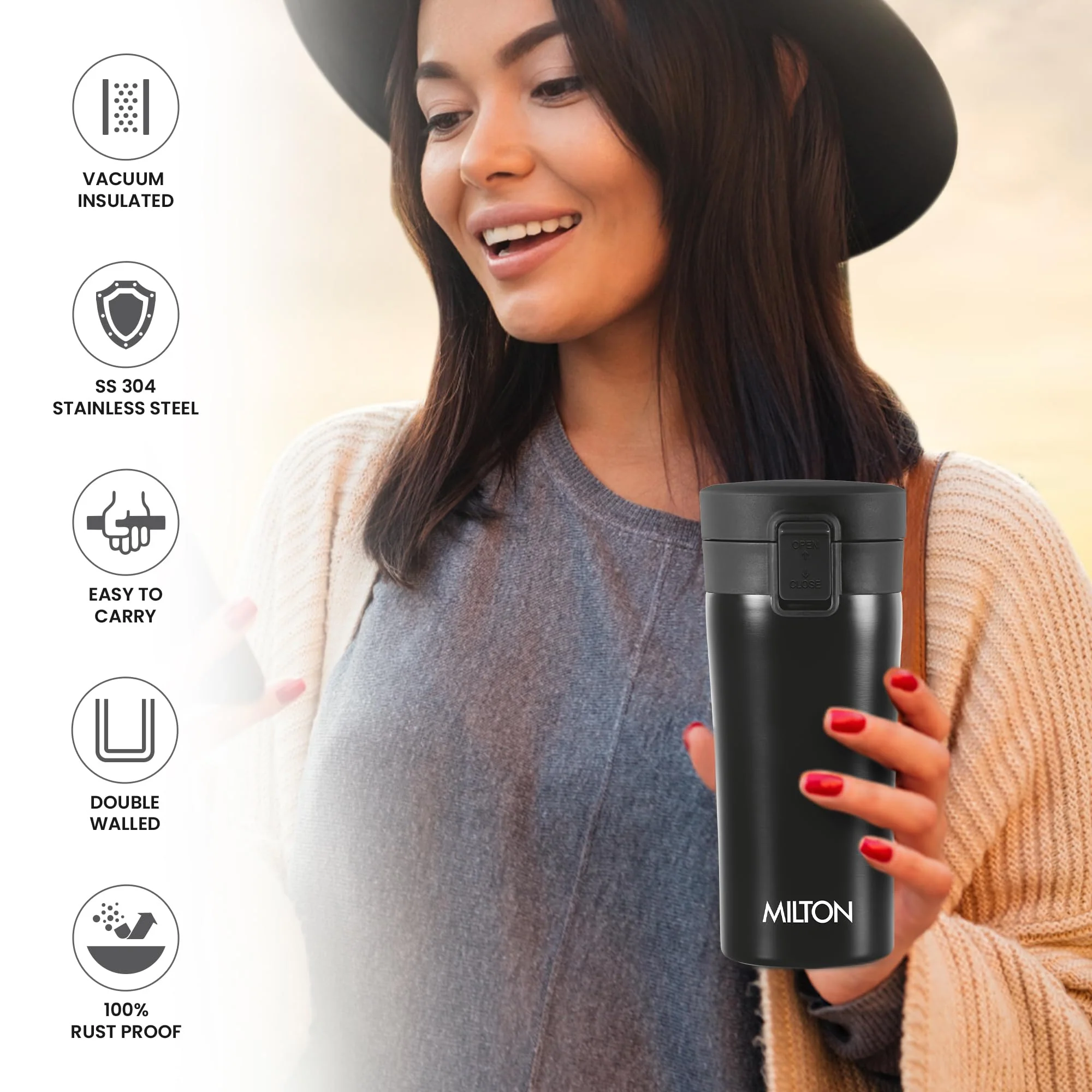 Milton Gloria Gift Set Aura 1000 Coffee Mug 350 ml Black - Image 3