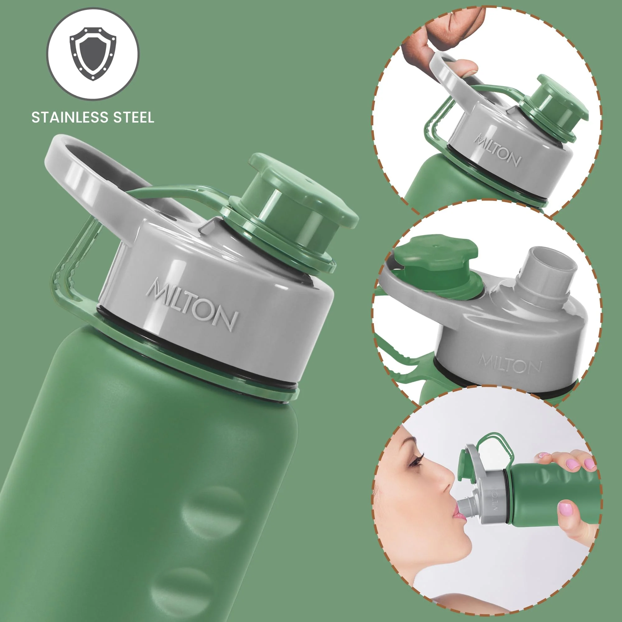 Milton Gripper 750 Stainless Steel Water Bottle, 750 ml, | Leak Proof | Easy Grip | Light Weight | Easy to Carry - Image 10