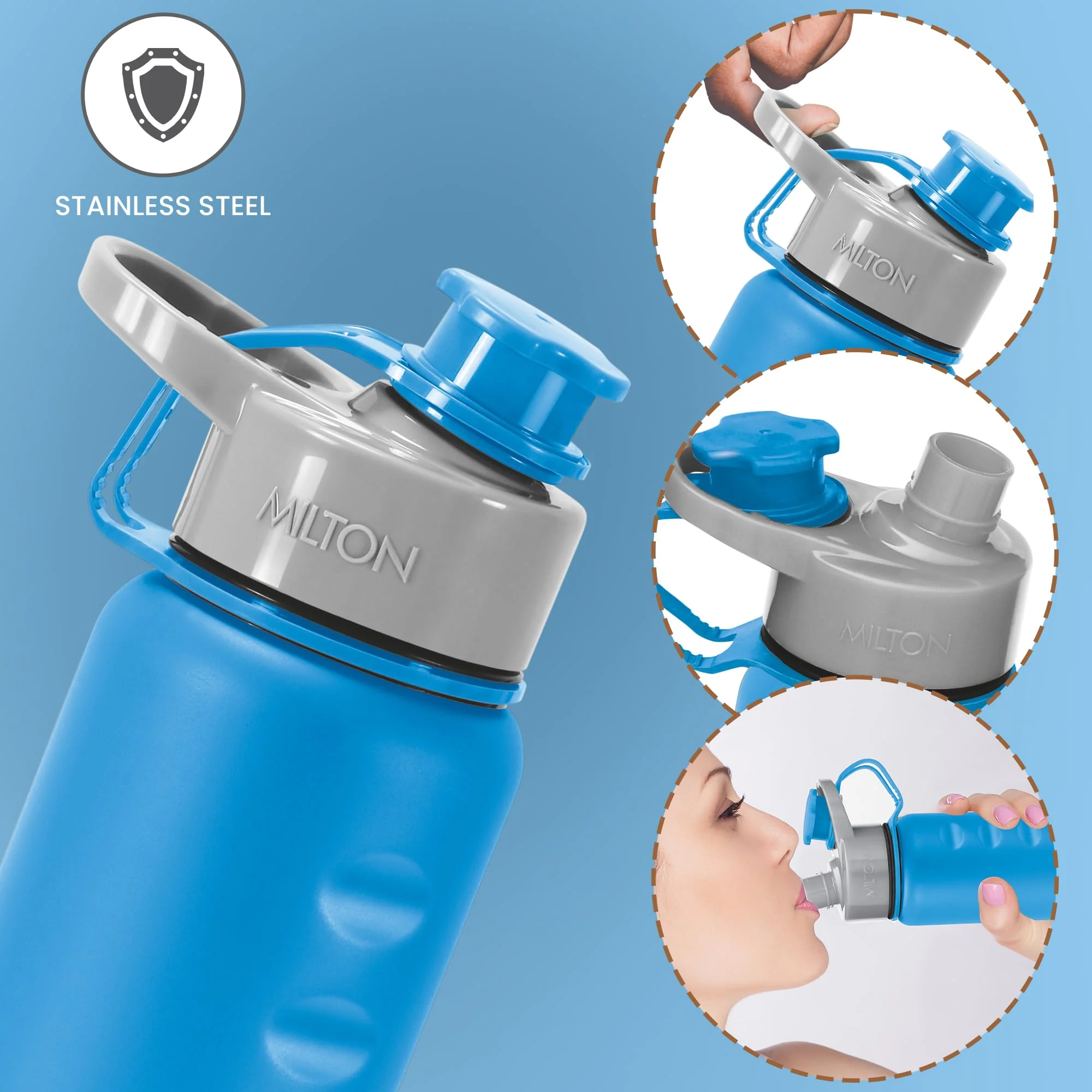 Milton Gripper 750 Stainless Steel Water Bottle, 750 ml, | Leak Proof | Easy Grip | Light Weight | Easy to Carry - Image 4