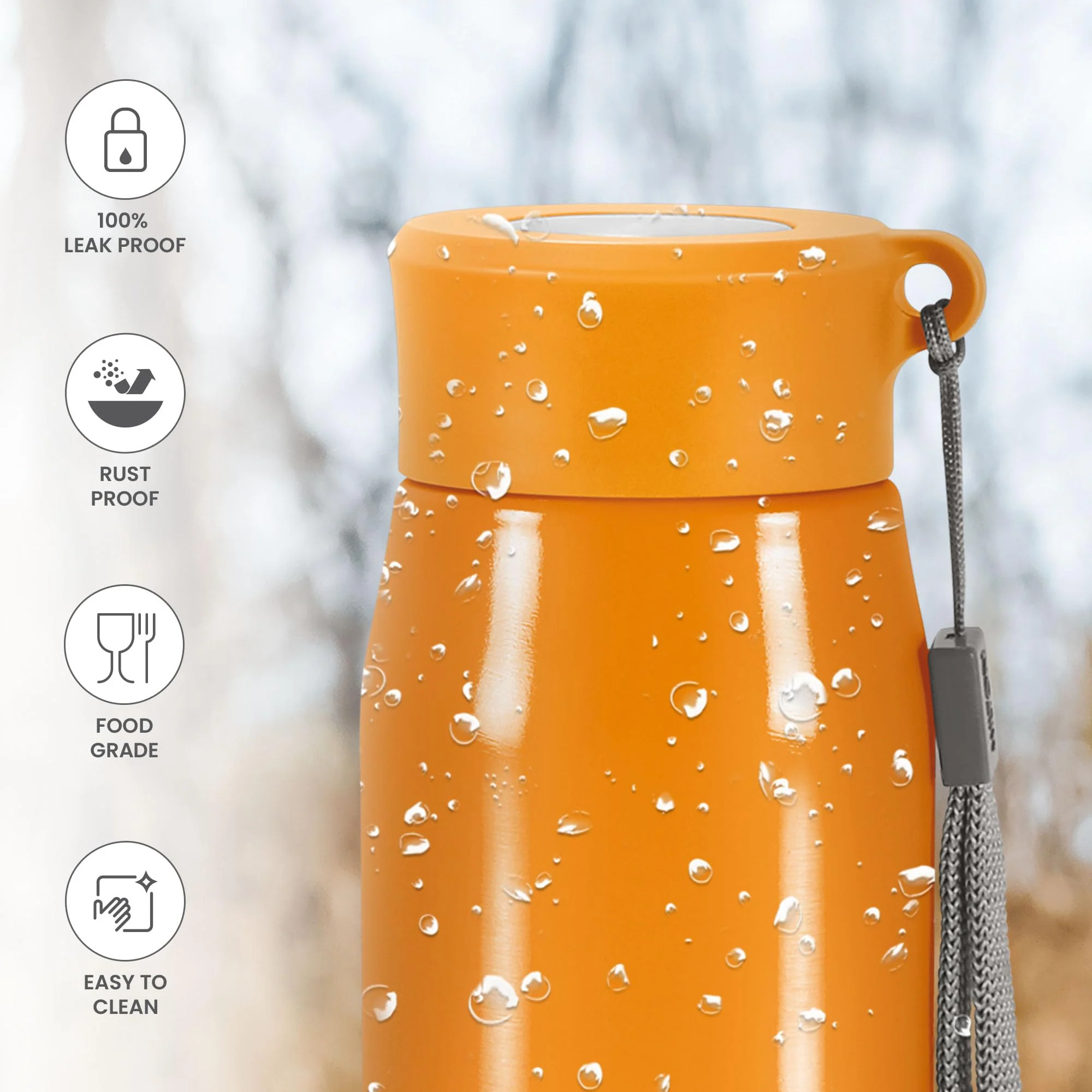 Milton Handy 650 Stainless Steel Water Bottle, 690 ml water bottles, Single walled, Leak-Proof, Rust-free Steel Bottle, Easy Grip, Easy to Carry, Travel Bottle, Orange - Image 2