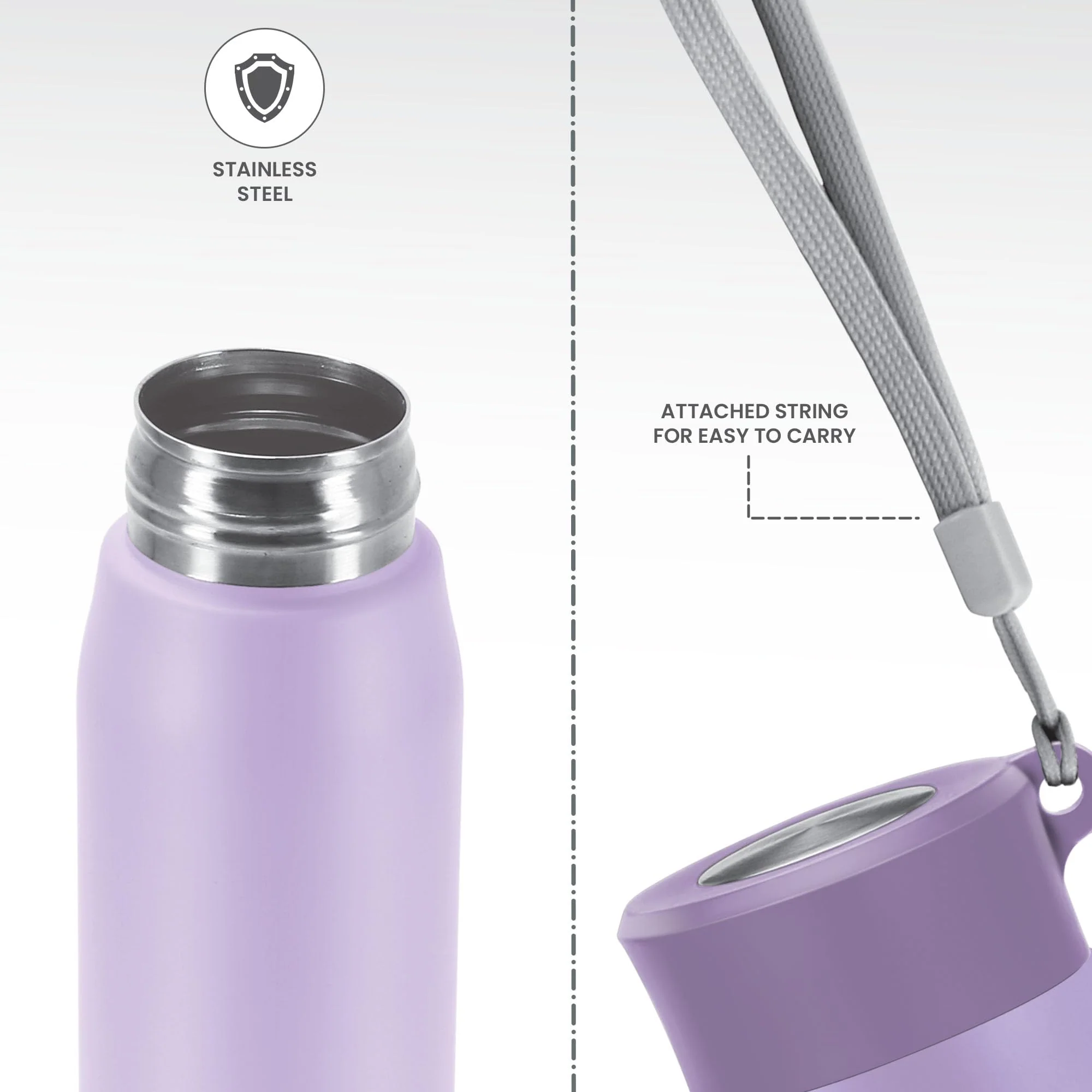Milton Handy 650 Stainless Steel Water Bottle, 690 ml water bottles, Single walled, Leak-Proof, Rust-free Steel Bottle, Easy Grip, Easy to Carry, Travel Bottle, Purple - Image 4