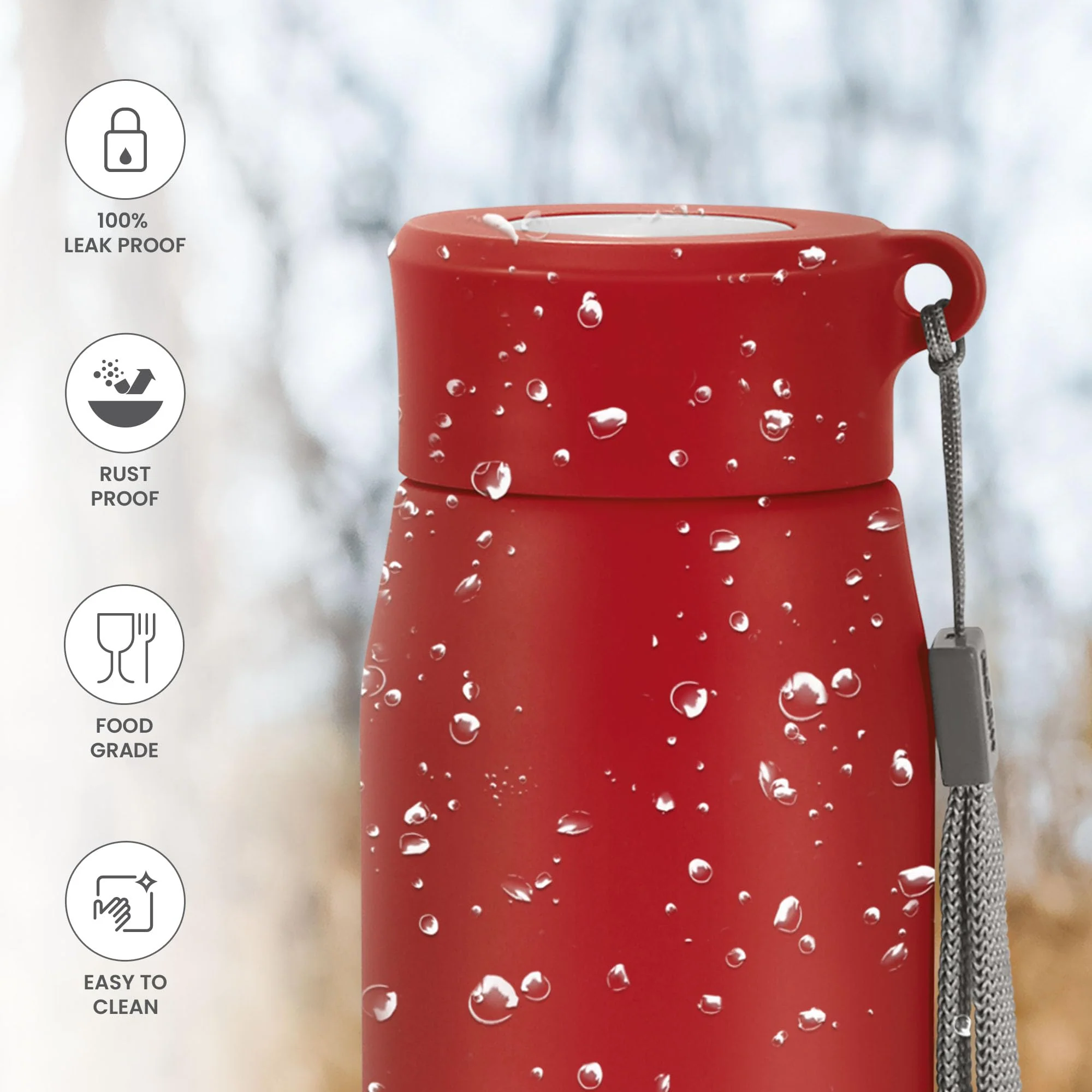 Milton Handy 650 Stainless Steel Water Bottle, 690 ml water bottles, Single walled, Leak-Proof, Rust-free Steel Bottle, Easy Grip, Easy to Carry, Travel Bottle, Red - Image 2