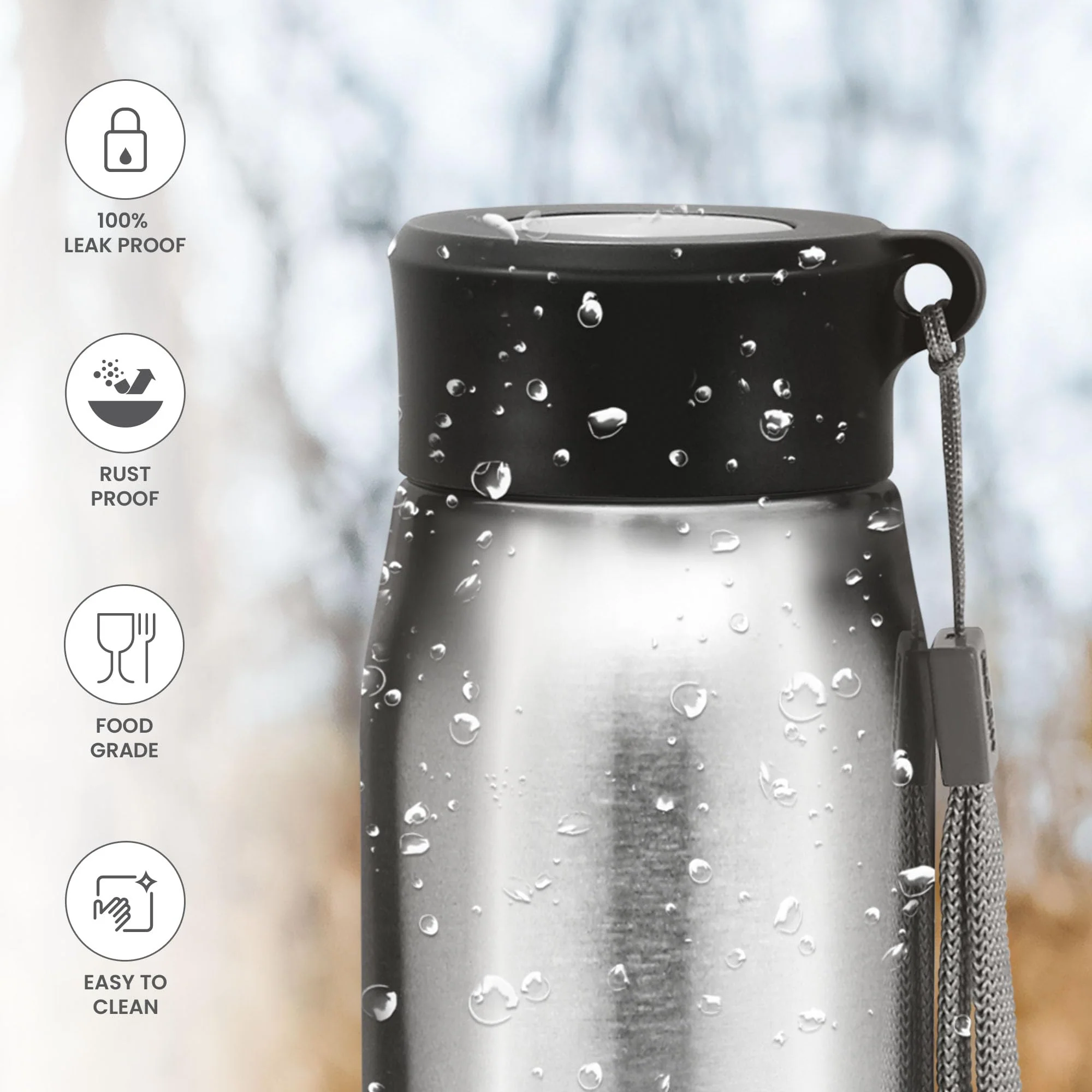 Milton Handy 650 Stainless Steel Water Bottle, 690 ml water bottles, Single walled, Leak-Proof, Rust-free Steel Bottle, Easy Grip, Easy to Carry, Travel Bottle, Silver - Image 2