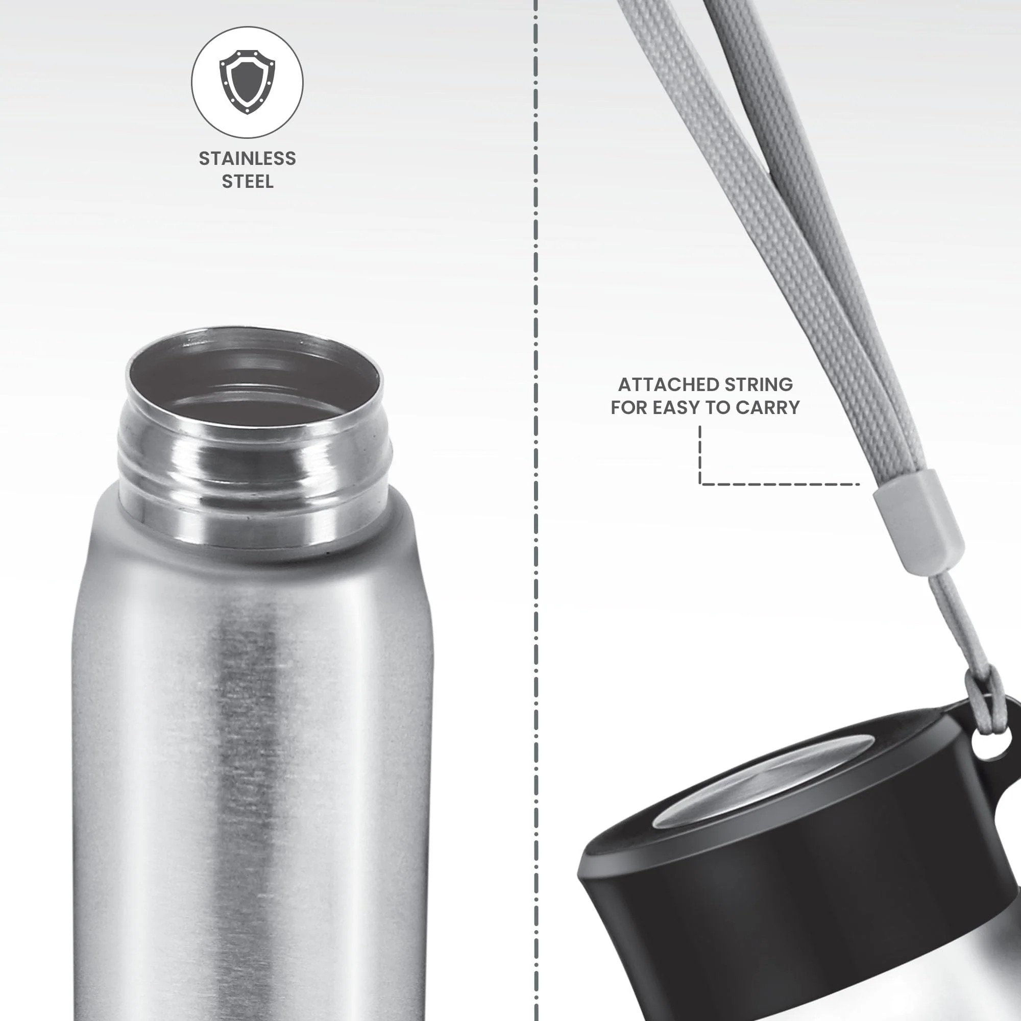Milton Handy 850 Stainless Steel Water Bottle, 780 ml, Silver | Single walled | Leak Proof | Easy Grip | Easy to Carry | Gym Bottle | Home | Kitchen | Hiking | Treking Bottle | Travel Bottle - Image 4