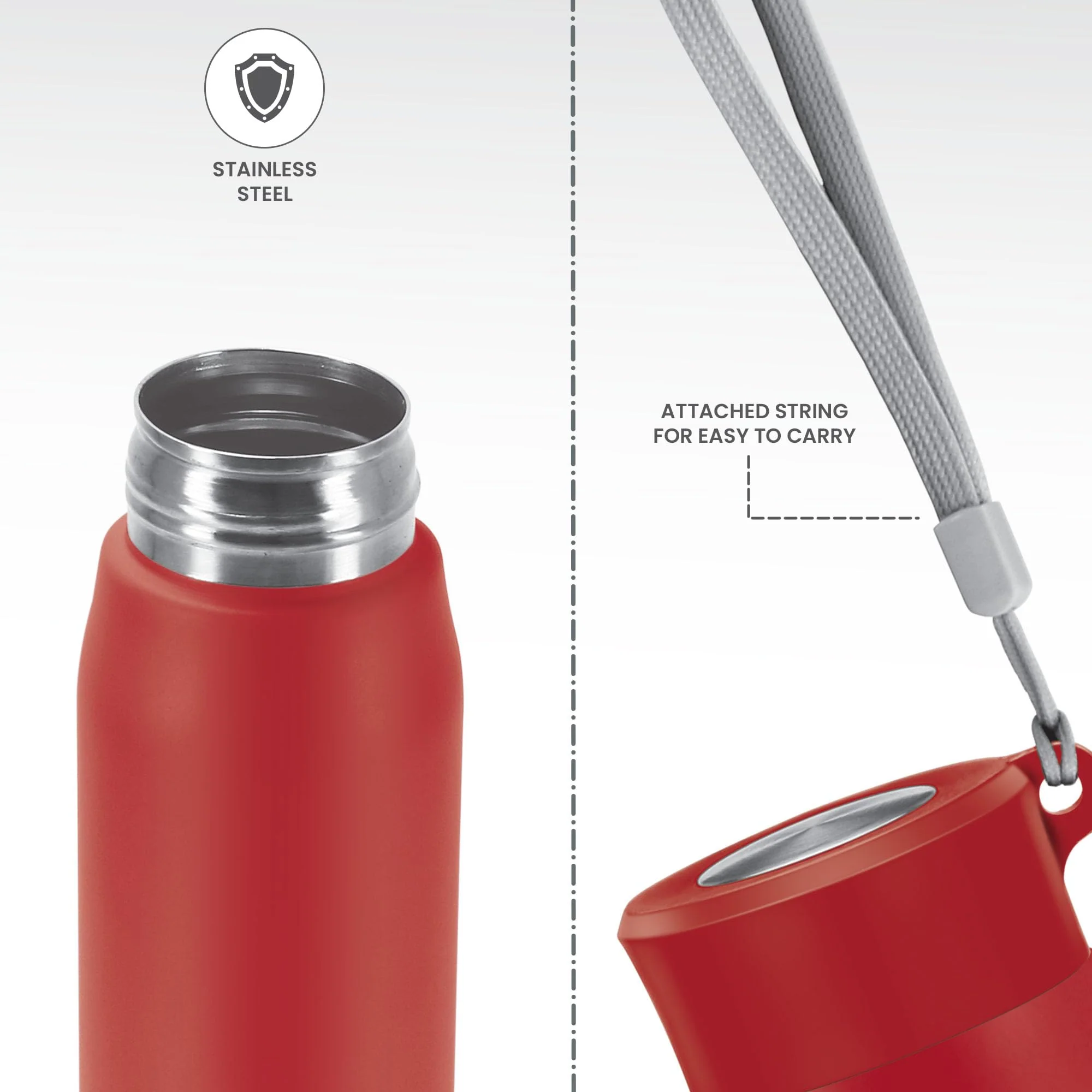 Milton Handy 850 Stainless Steel Water Bottle, 780 ml water bottles, Single walled, Leak-Proof, Rust-free Steel Bottle, Easy Grip, Easy to Carry, Travel Bottle, Red - Image 4
