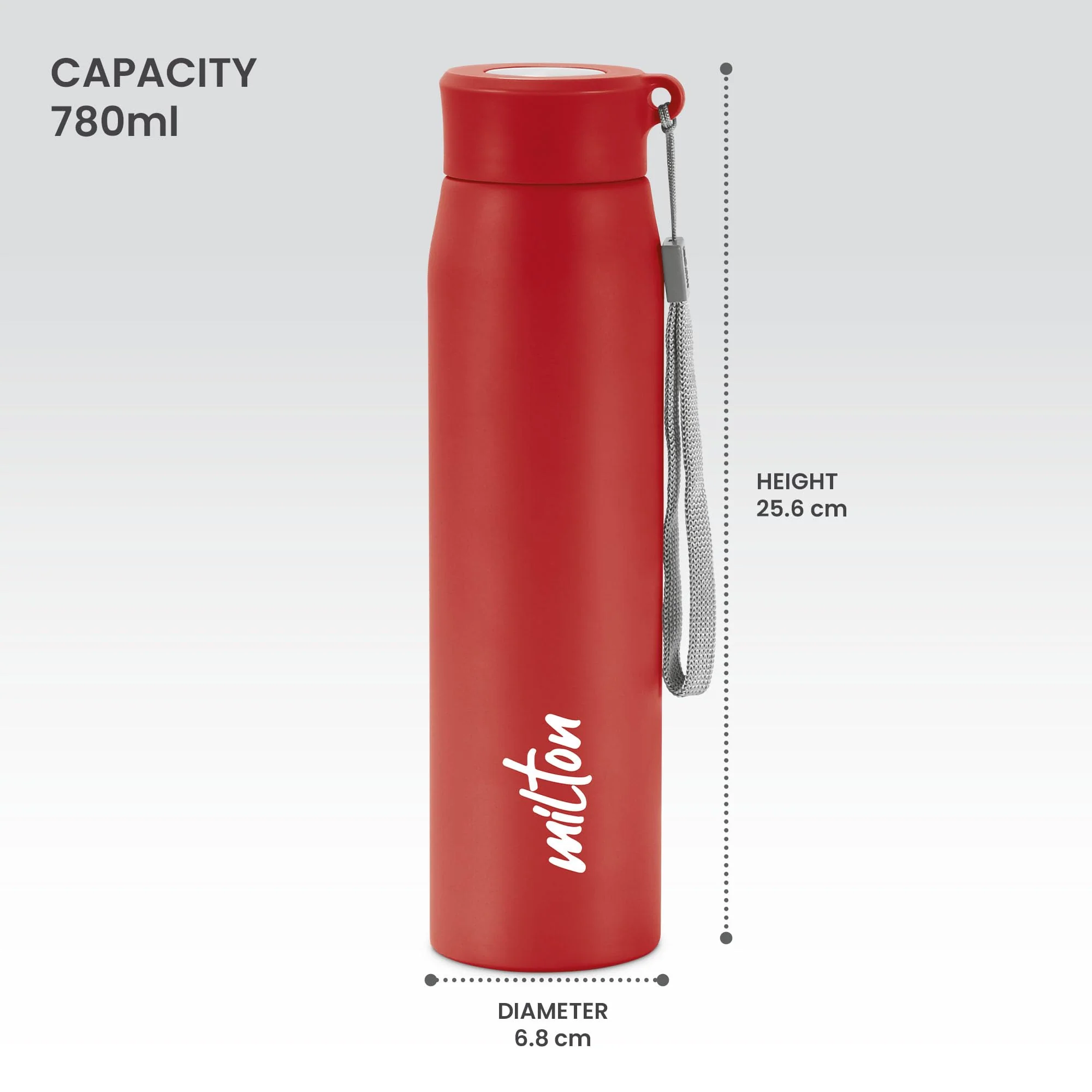 Milton Handy 850 Stainless Steel Water Bottle, 780 ml water bottles, Single walled, Leak-Proof, Rust-free Steel Bottle, Easy Grip, Easy to Carry, Travel Bottle, Red - Image 5