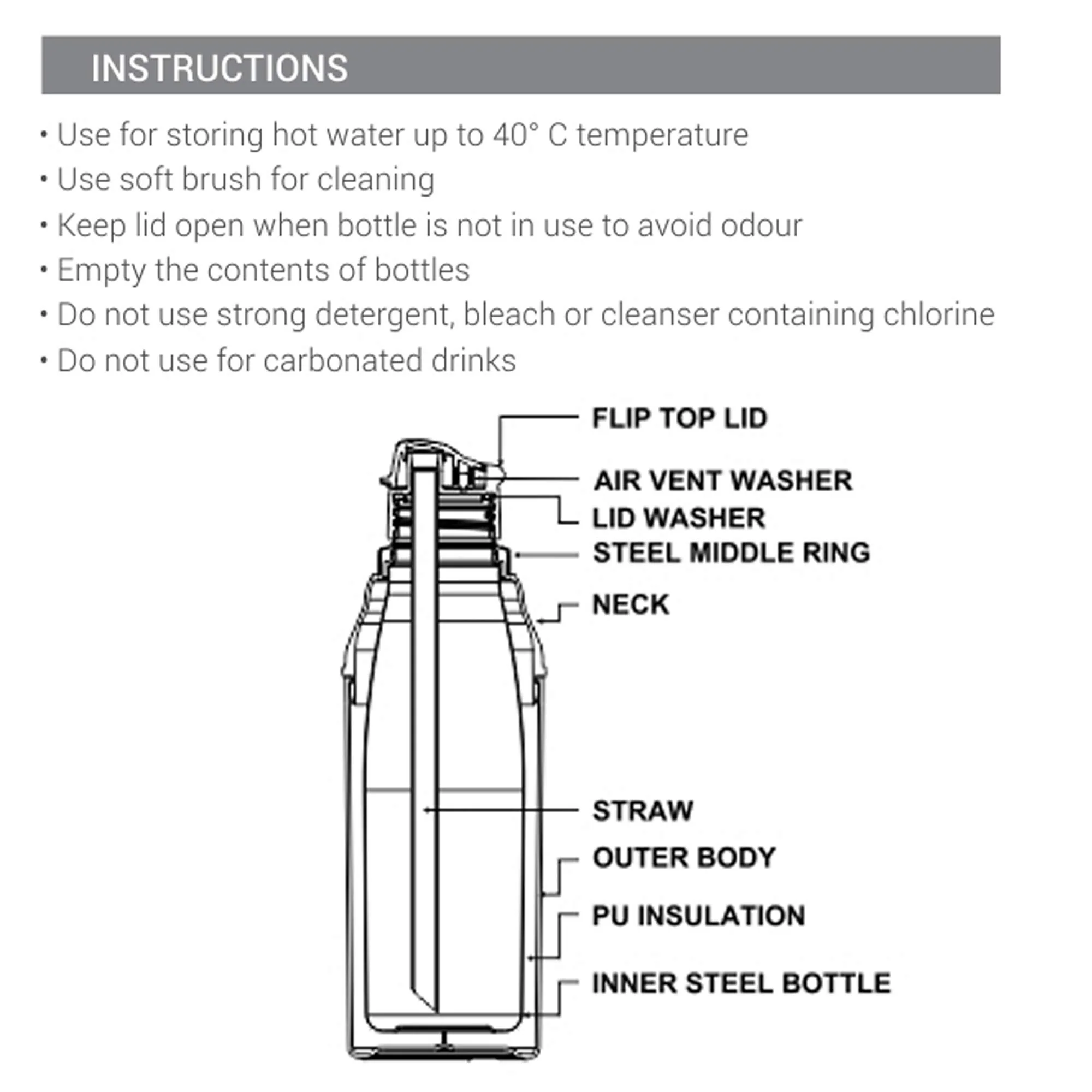 Milton Kool Steelight 400 Kids Plastic Insulated Water Bottle with Straw, 404 ml, Sipper Bottle, Leak Proof, BPA Free, Food Grade, School & Picnic Bottle, Pearl Blue - Image 4