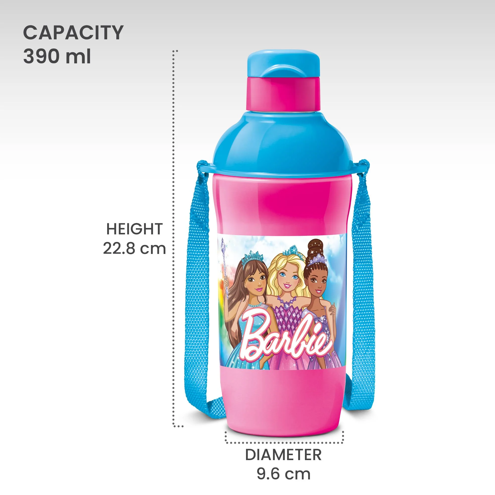 Milton Steel Barbie 400 Insulated Inner Stainless Steel Kids Water Bottle, 390 ml, Cherry Pink & Blue | PU Insulated | Hot & Cold | Easy to Carry | Leak Proof - Image 6