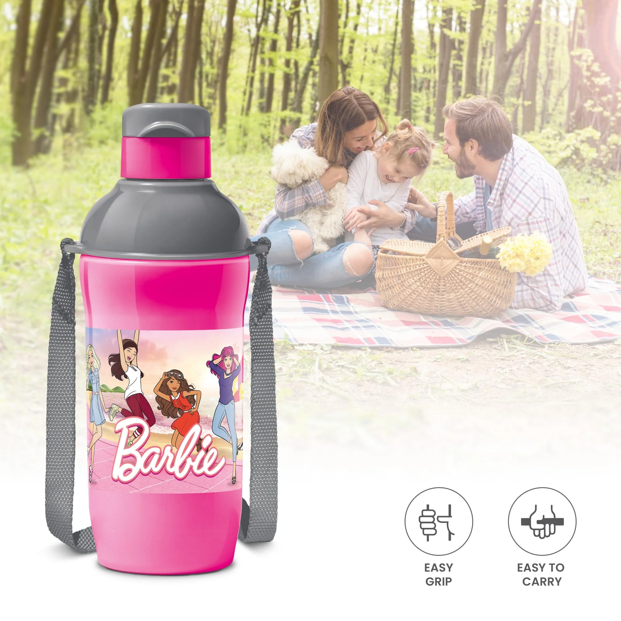 Milton Steel Barbie 400 Insulated Inner Stainless Steel Kids Water Bottle, 390 ml, Cherry Pink & Grey | PU Insulated | Hot & Cold | Easy to Carry | Leak Proof - Image 5
