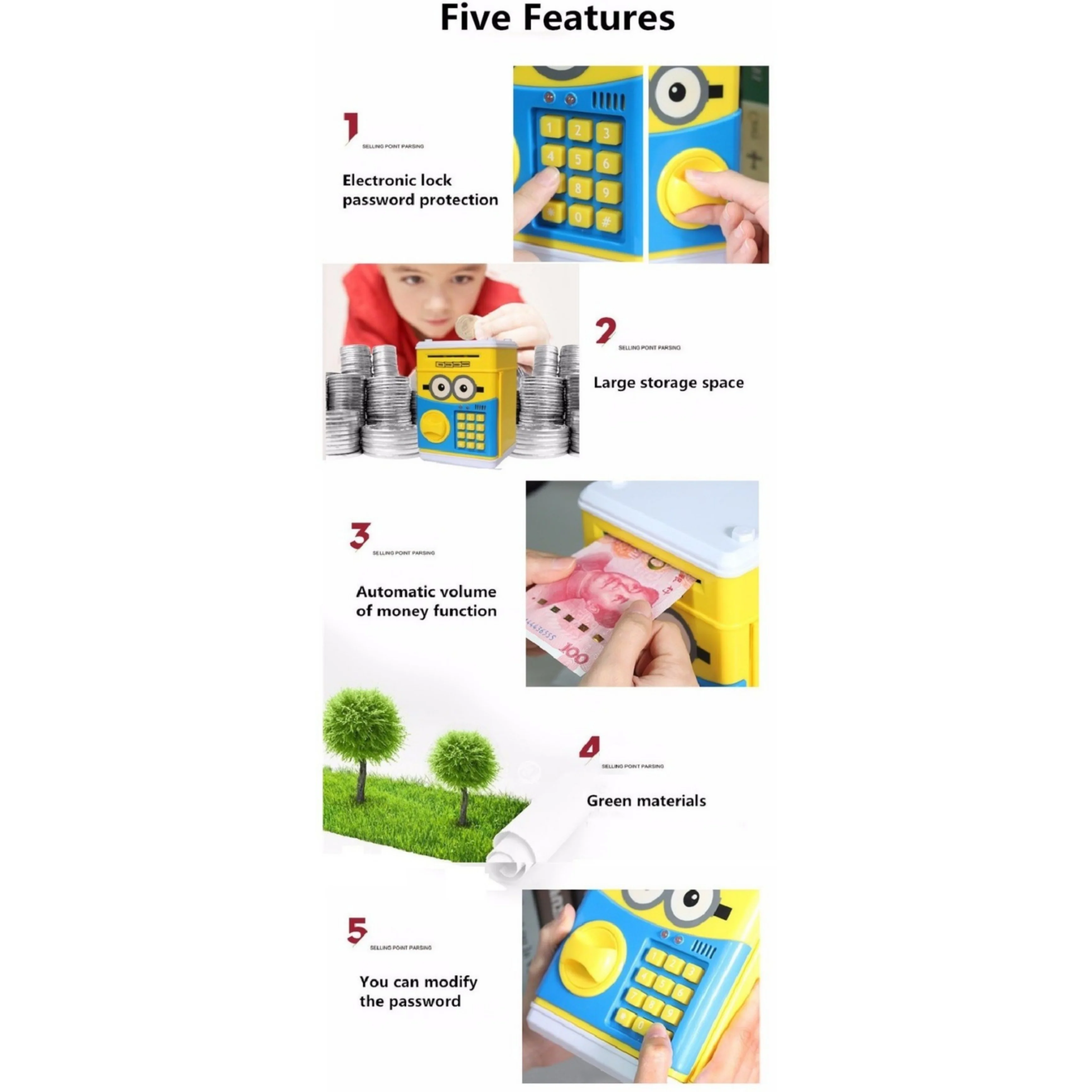 Minion Electronic Money Bank/Piggy Bank with Smart Electronic Lock Coin - Image 4