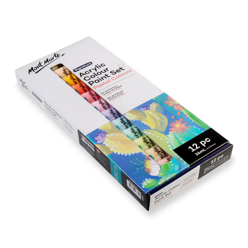 Mont Marte Acrylic Colour Pastel Paint Set Signature 12pc x 36ml - Image 4