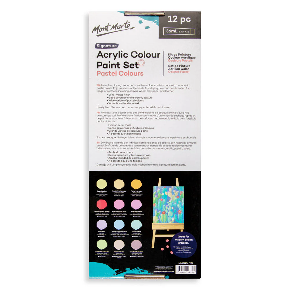 Mont Marte Acrylic Colour Pastel Paint Set Signature 12pc x 36ml - Image 5