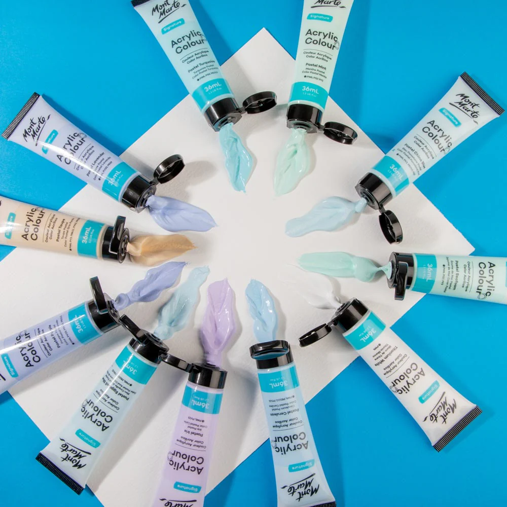 Mont Marte Acrylic Colour Pastel Paint Set Signature 12pc x 36ml - Image 7