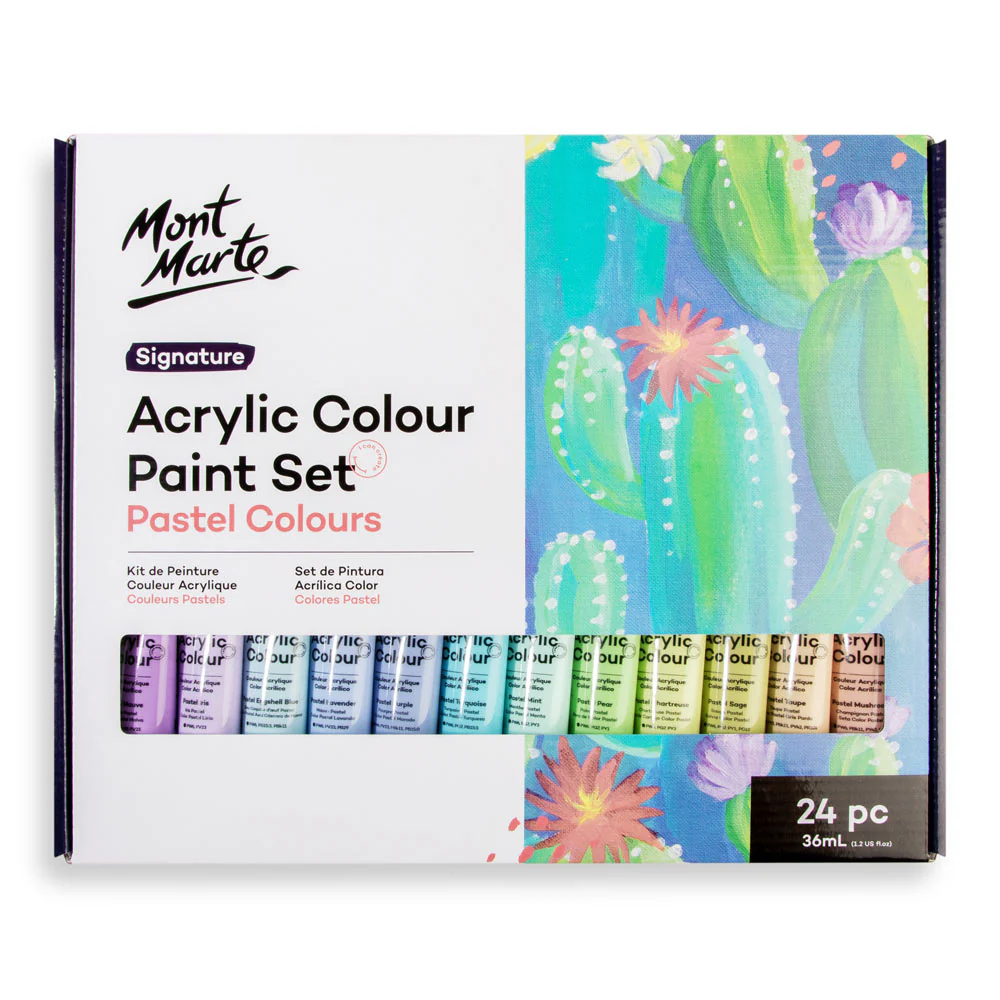Mont Marte Acrylic Colour Pastel Paint Set Signature 24pc x 36ml - Image 3