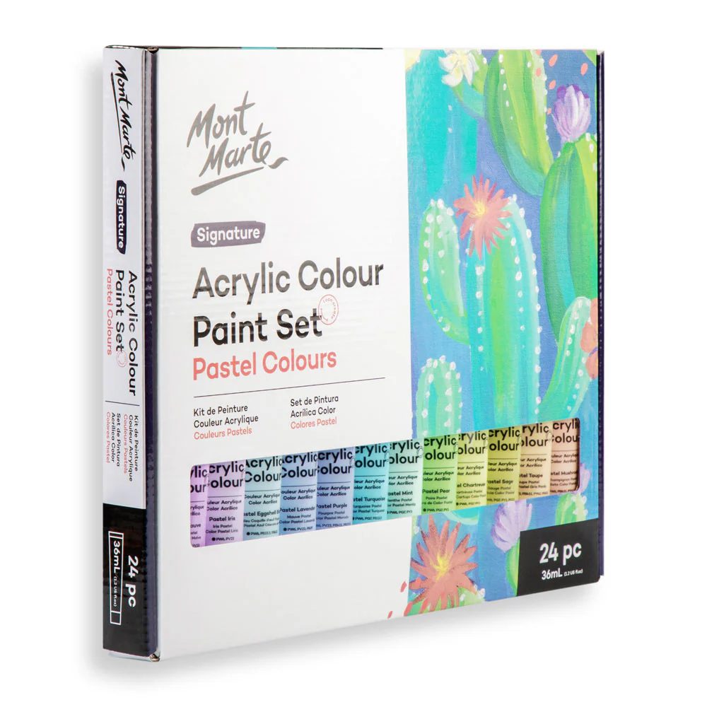Mont Marte Acrylic Colour Pastel Paint Set Signature 24pc x 36ml - Image 4