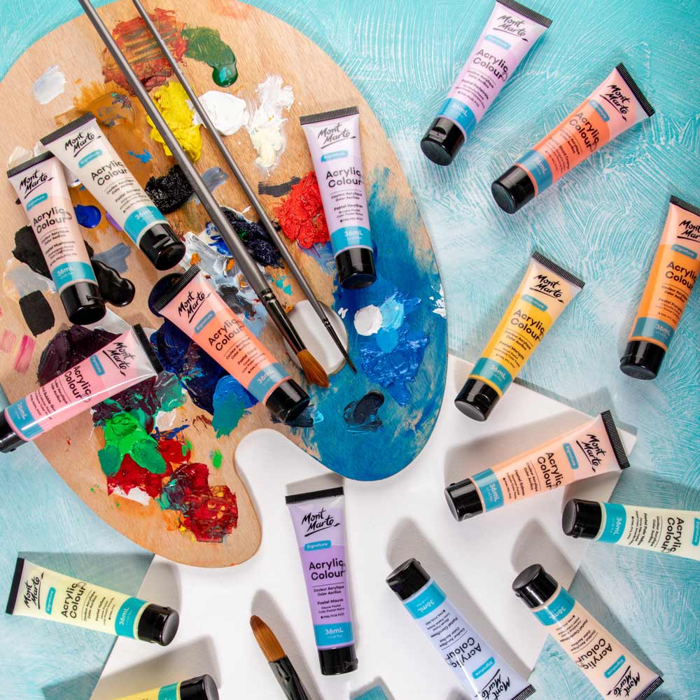 Mont Marte Acrylic Colour Pastel Paint Set Signature 24pc x 36ml - Image 9