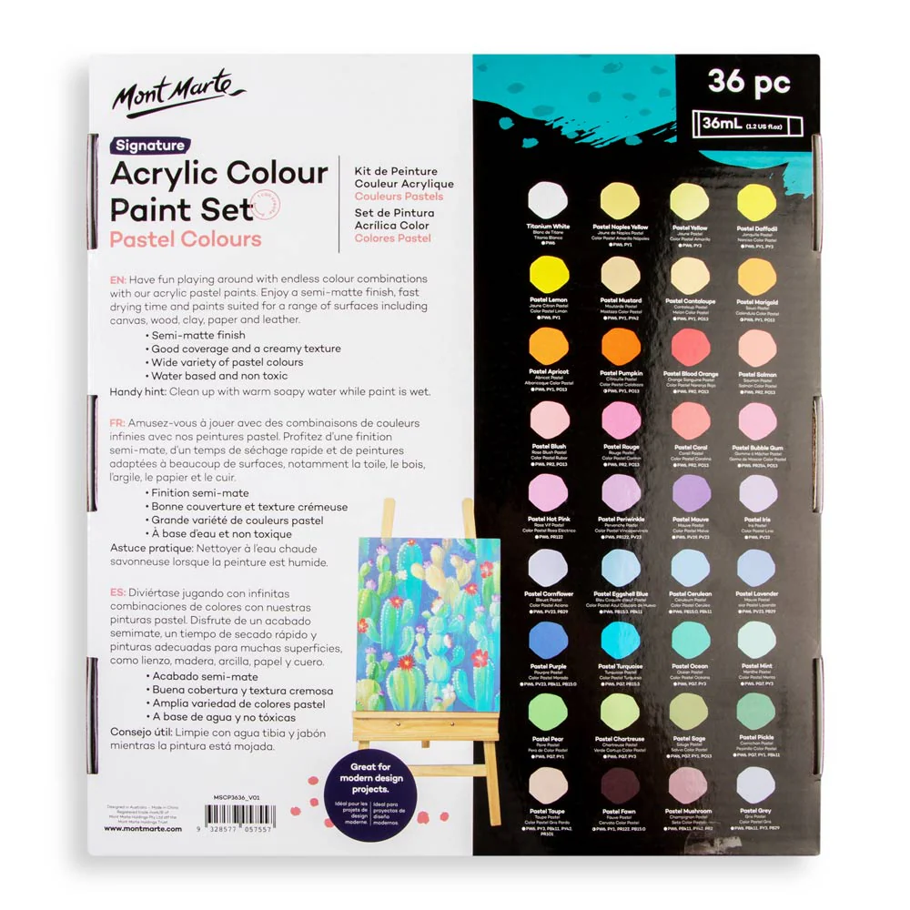 Mont Marte Acrylic Colour Pastel Paint Set Signature 36pc x 36ml - Image 5