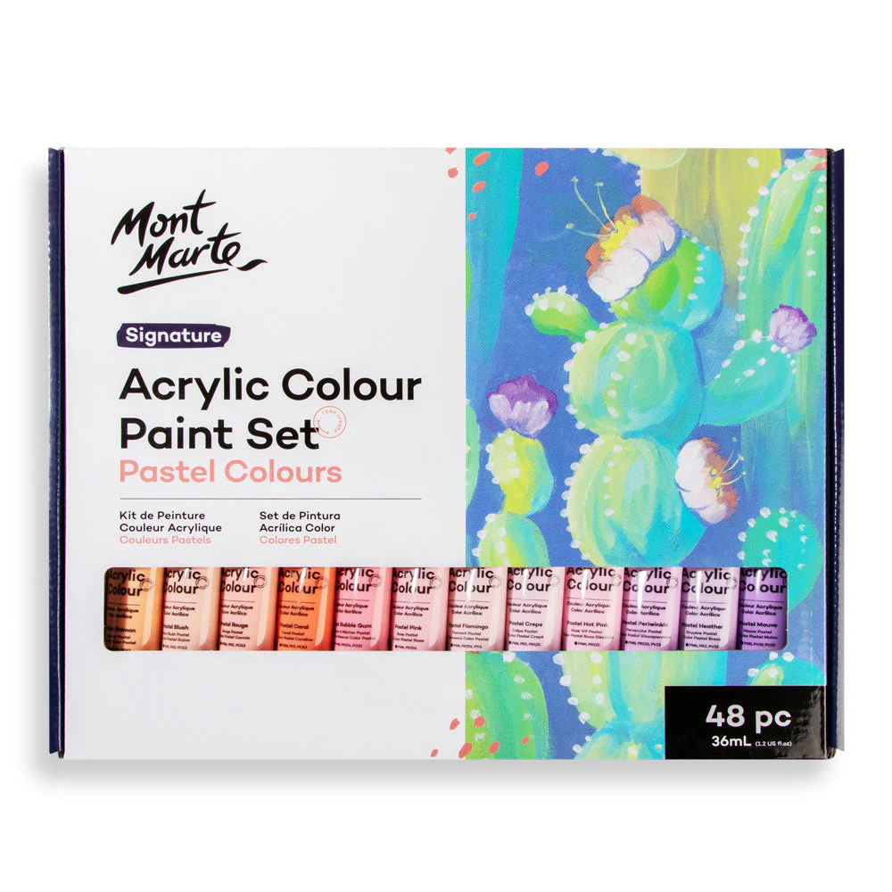 Mont Marte Acrylic Colour Pastel Paint Set Signature 48pc x 36ml - Image 3