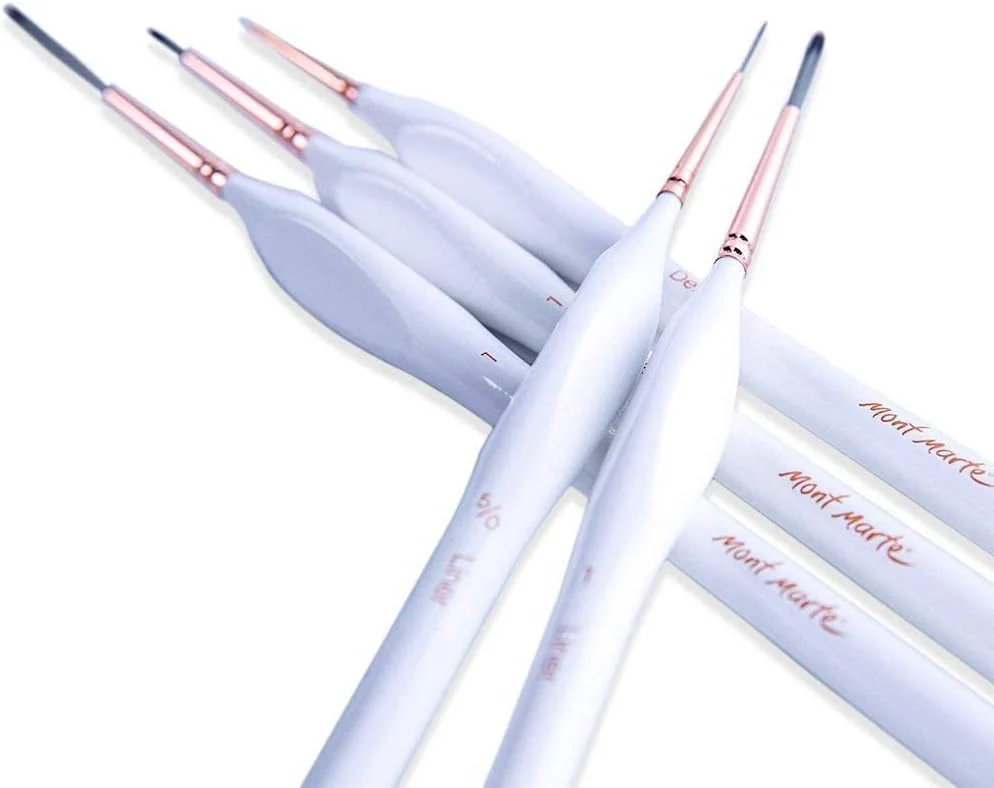 Mont Marte Detail & Liner Taklon Brush Set (Set of 5, White) - Image 5