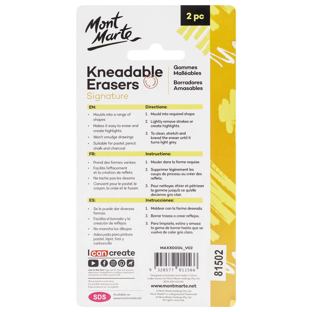 Mont Marte Kneadable Erasers Signature 2pc - Image 2