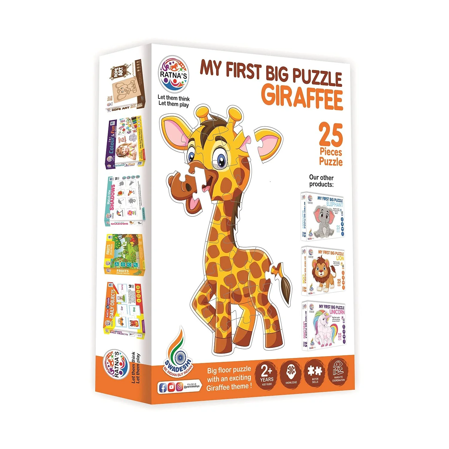 Ratna's My First Big Puzzle Giraffe 25 Pieces Jigsaw Puzzle for Kids | A Perfect Jumbo Jigsaw Floor Puzzle for Little Hands - Image 4