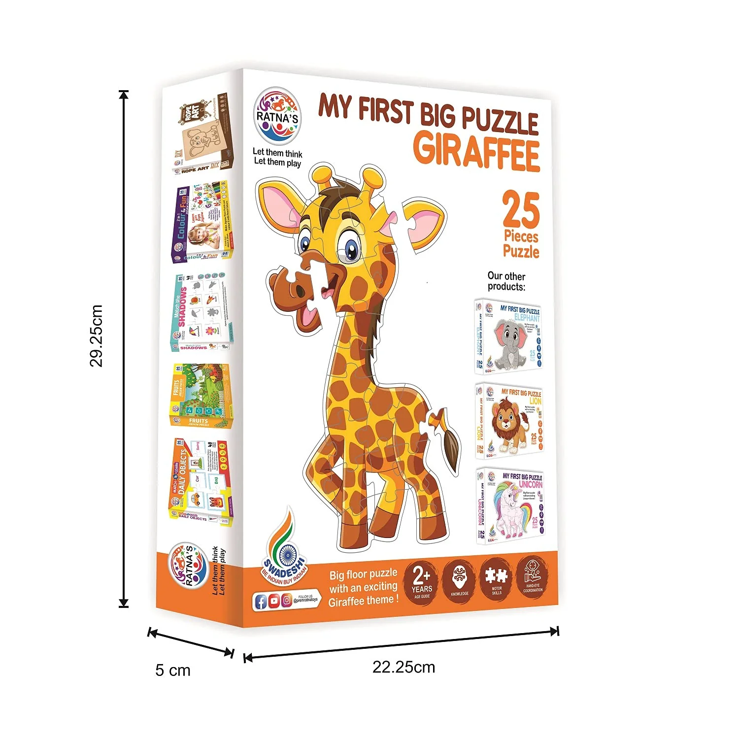 Ratna's My First Big Puzzle Giraffe 25 Pieces Jigsaw Puzzle for Kids | A Perfect Jumbo Jigsaw Floor Puzzle for Little Hands - Image 6