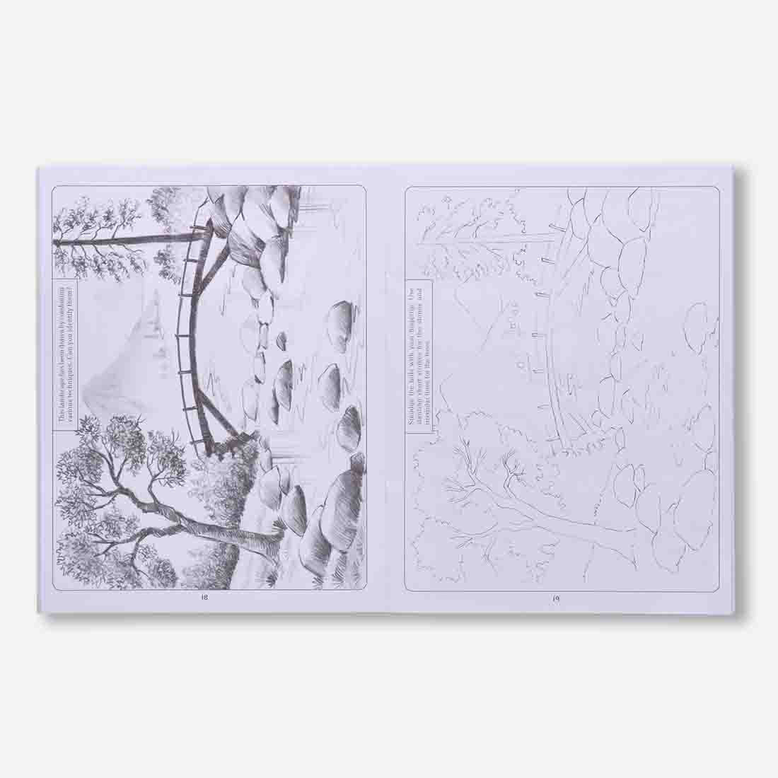 Navneet Learn Pencil Shading Landscape and Objects 1 and 2 – For Elementary Art Prep – How to draw Landscapes - Pack of 2 Books - Image 4