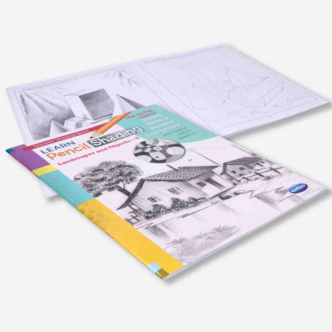 Navneet Learn Pencil Shading Landscape and Objects 1 and 2 – For Elementary Art Prep – How to draw Landscapes - Pack of 2 Books - Image 7