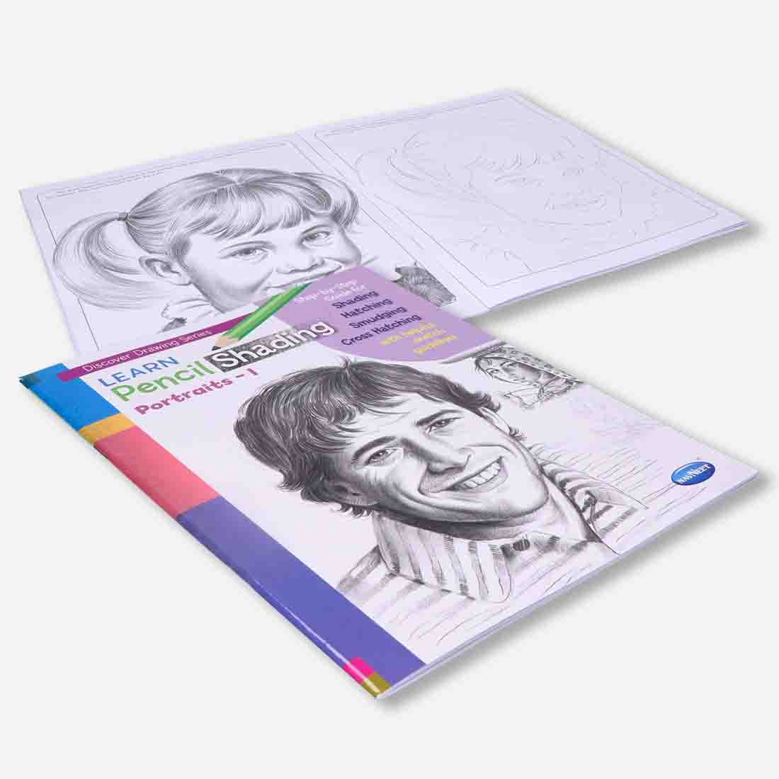Navneet Learn Pencil Shading Portraits 1 and 2 – For Elementary Art Prep – How to draw Portraits - Pack of 2 Books - Image 4