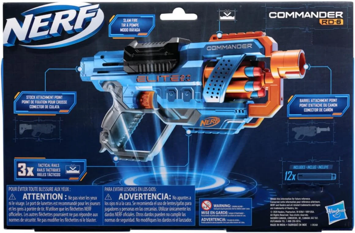 Hasbro Nerf Elite 2.0 Commander Rd-6 Blaster 12 Darts 6-Dart Rotating Drum Gift Toys for Kids Teens and Adults - Image 7