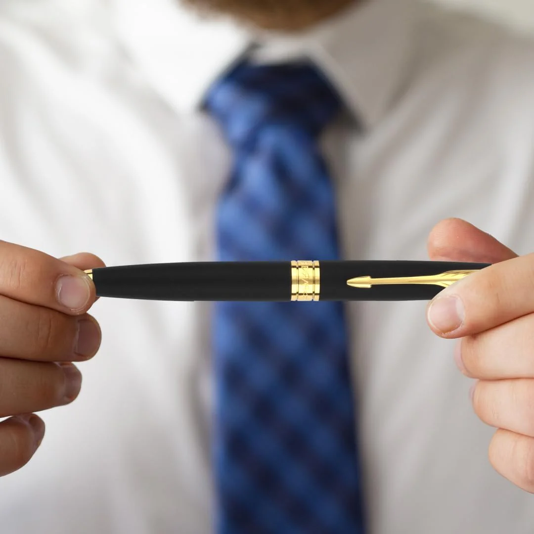 Parker Aster Matte Black Gold Trim Ball Pen - Image 2