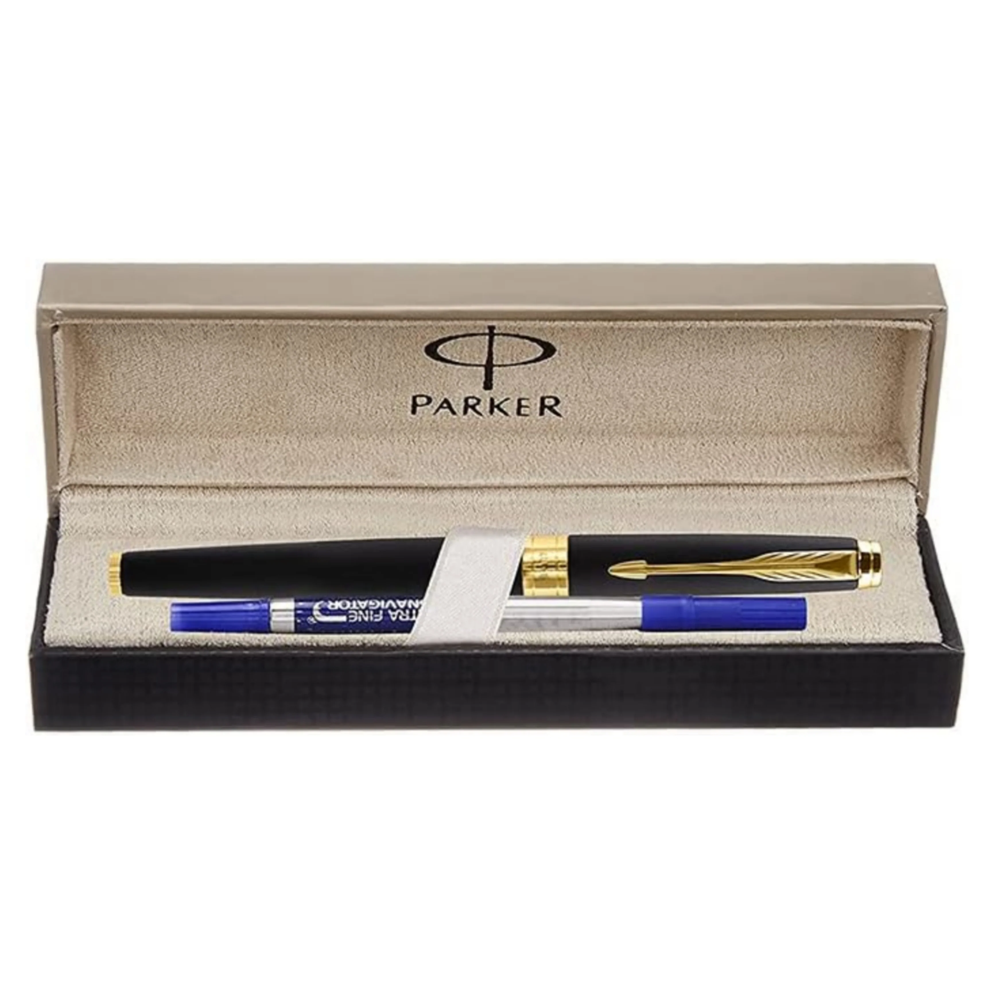Parker Aster Matte Black Gold Trim Roller Ball Pen | Body Color - Black | Ink Color - Blue - Image 2