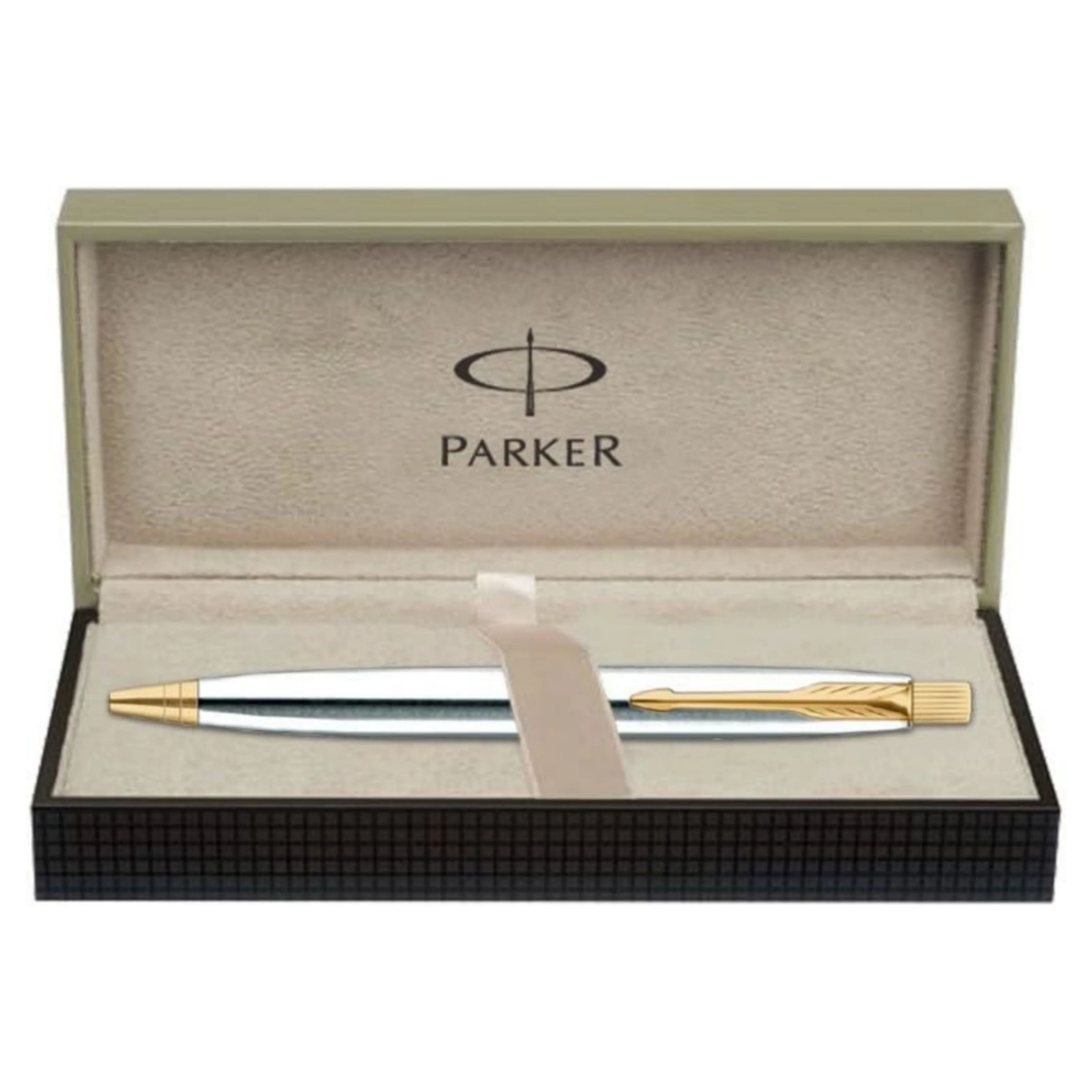 Parker Aster Shiny Chrome Gold Trim Ball Pen - Image 2