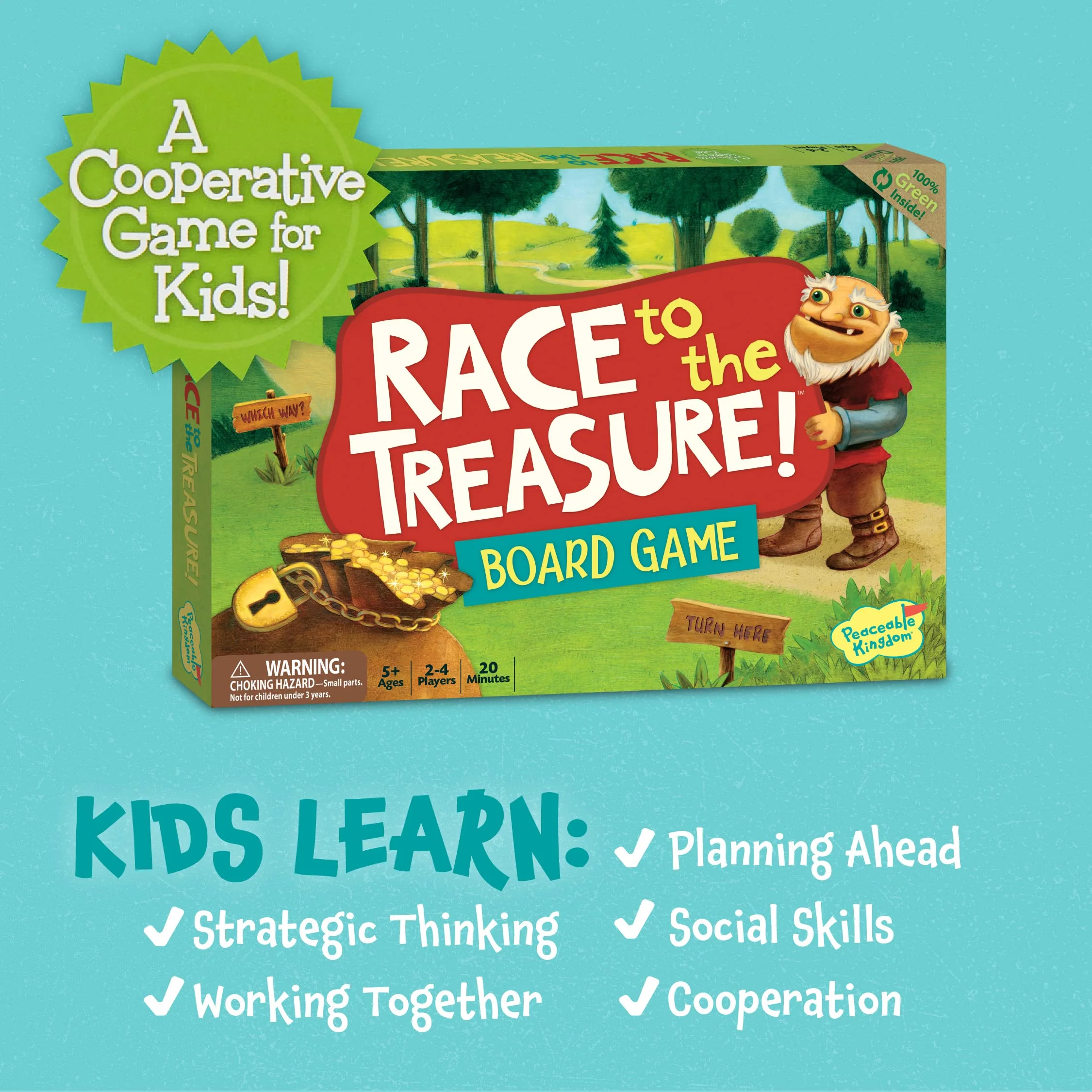 Peaceable Kingdom Race to the Treasure! Cooperative Path Building Game - Image 6