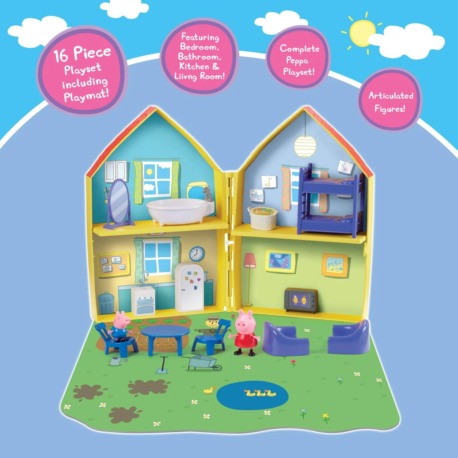 PEPPA PIG Family House Playset Includes Peppa's and George Figures House Set and Other Fun Accessories - Image 4