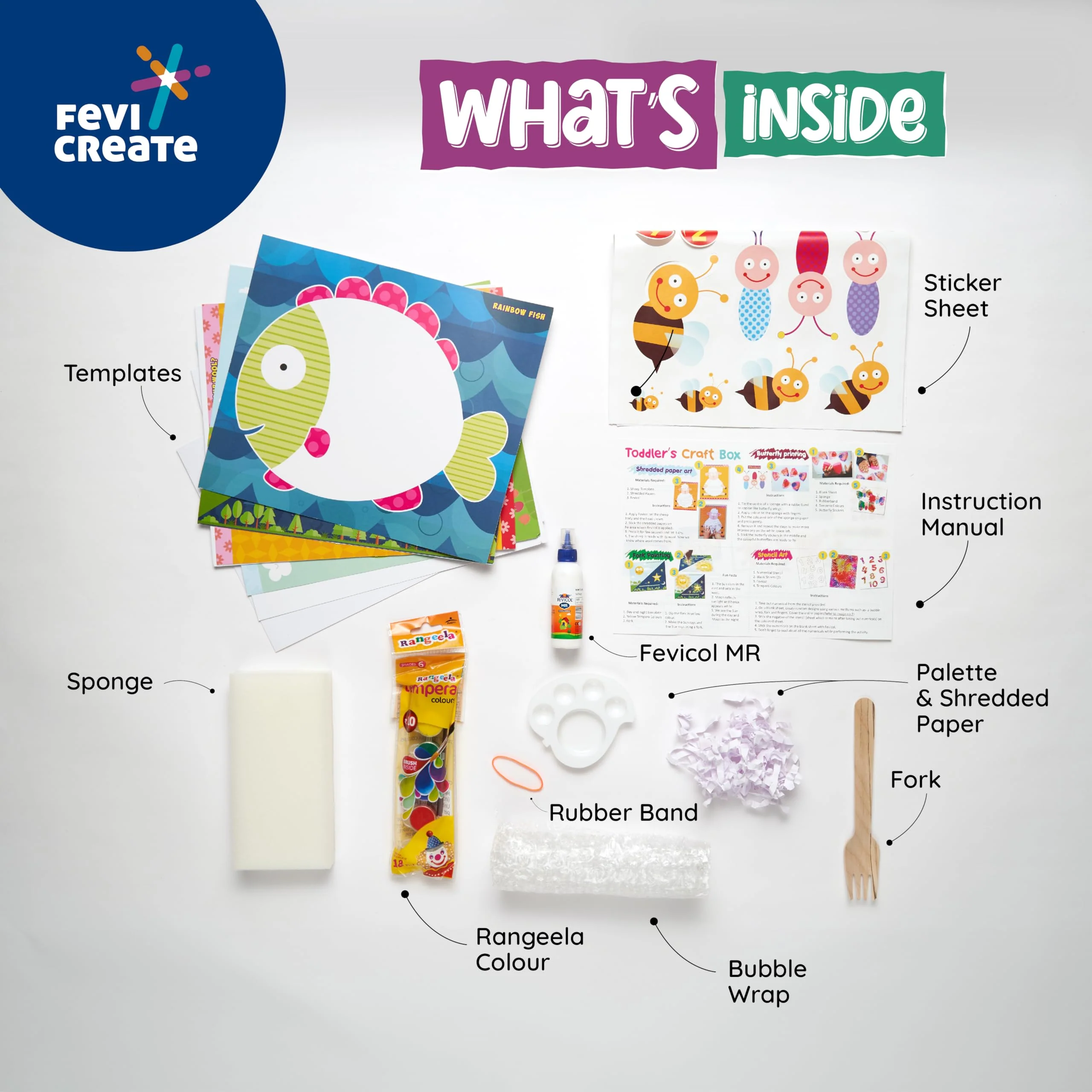 Pidilite Fevicreate DIY Art and Craft Box for Toddlers and preschoolers with 7 Unique Activities Craft Materials provided Kids Need Minimal Help Birthday Gift for 2+ Years - Image 2