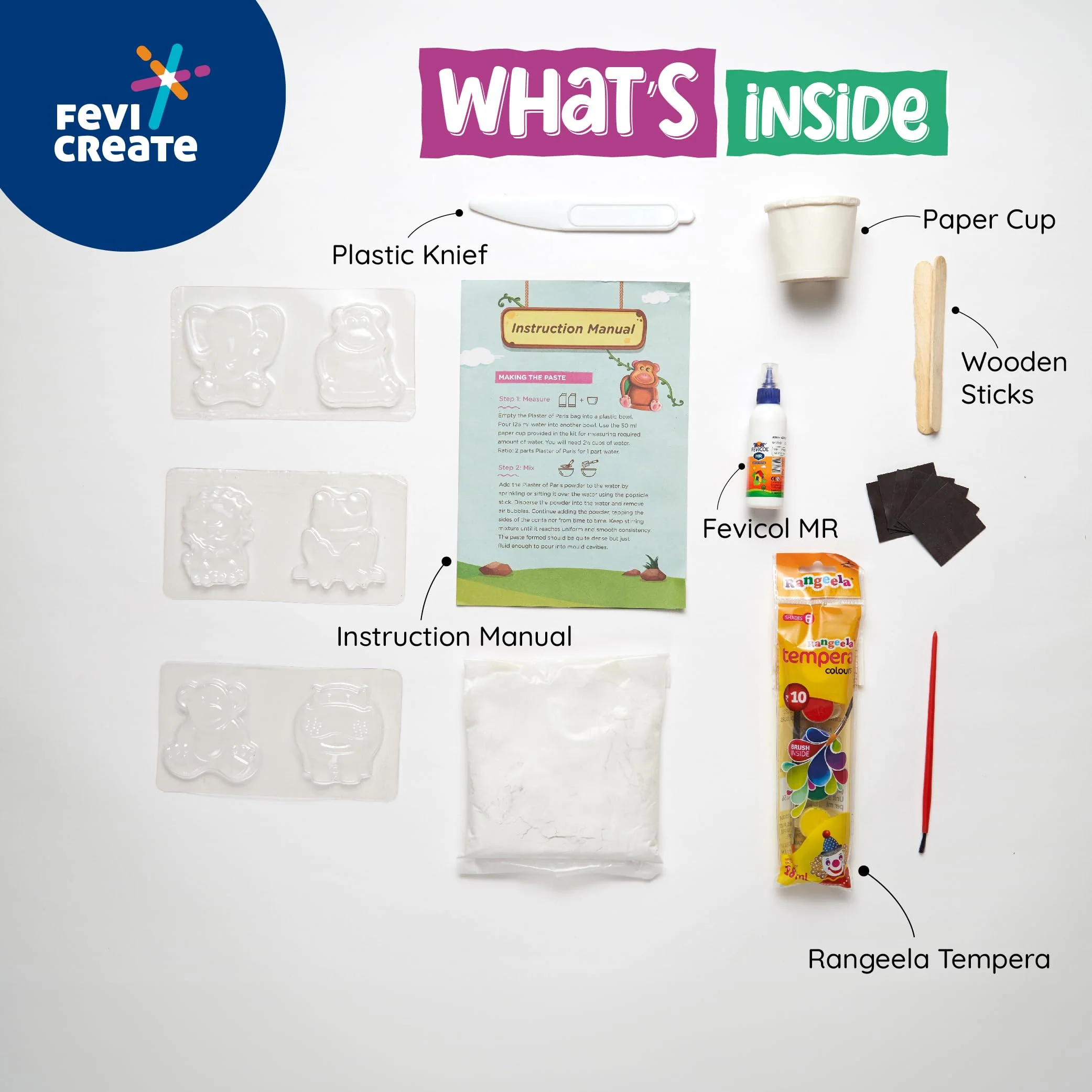Pidilite Fevicreate DIY Mould and Paint Jungle Animals Craft kit | Kids DIY Craft 5 Years | DIY Craft and Paint kit - Image 2