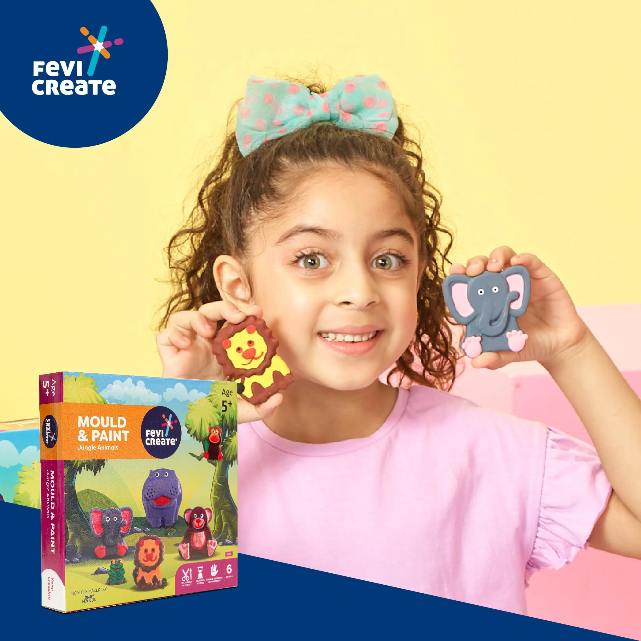 Pidilite Fevicreate DIY Mould and Paint Jungle Animals Craft kit | Kids DIY Craft 5 Years | DIY Craft and Paint kit - Image 6