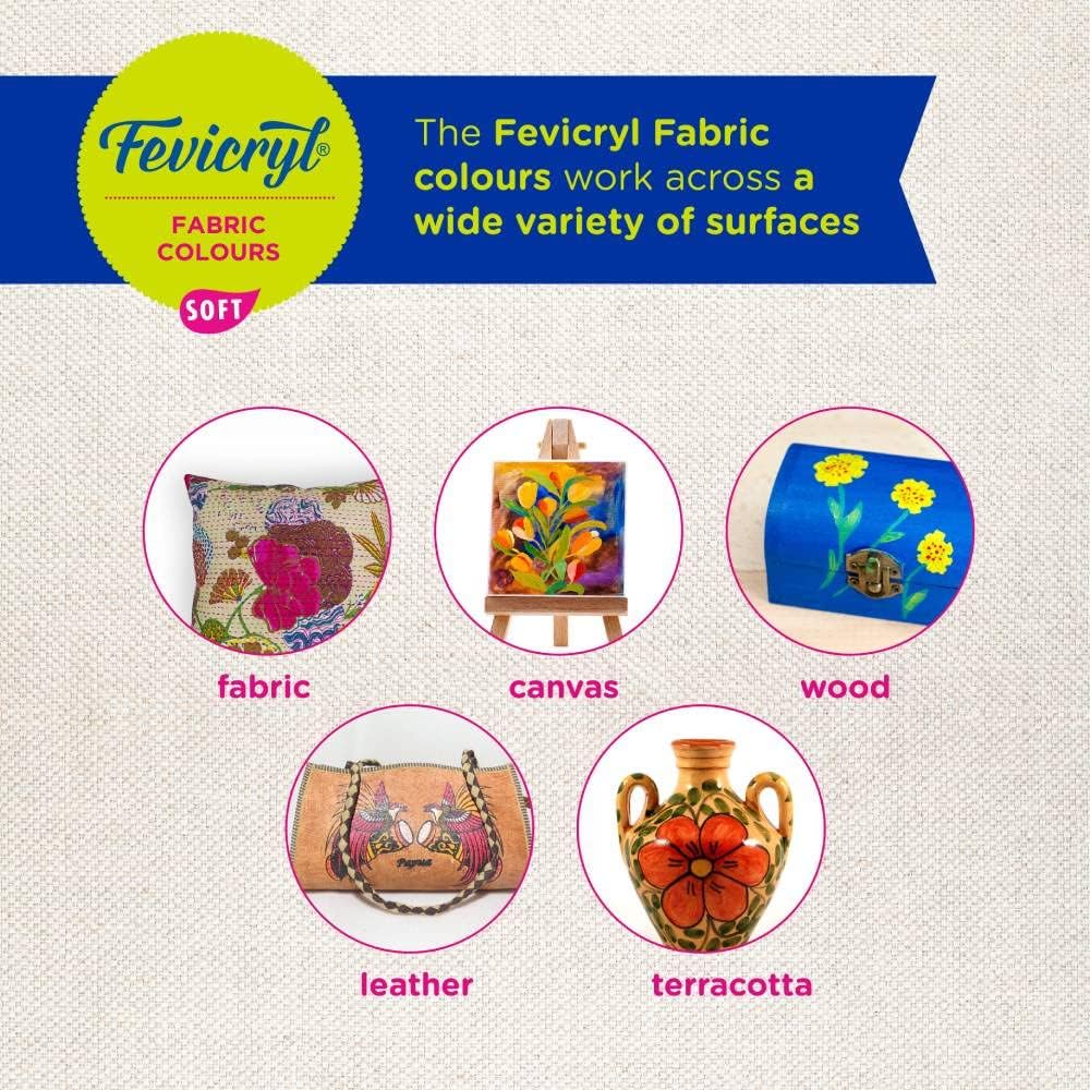 Pidilite Fevicryl Fabric Colour Kit- 20ml for Fabric Painting (10 X 20ml Multicolour) - Image 4