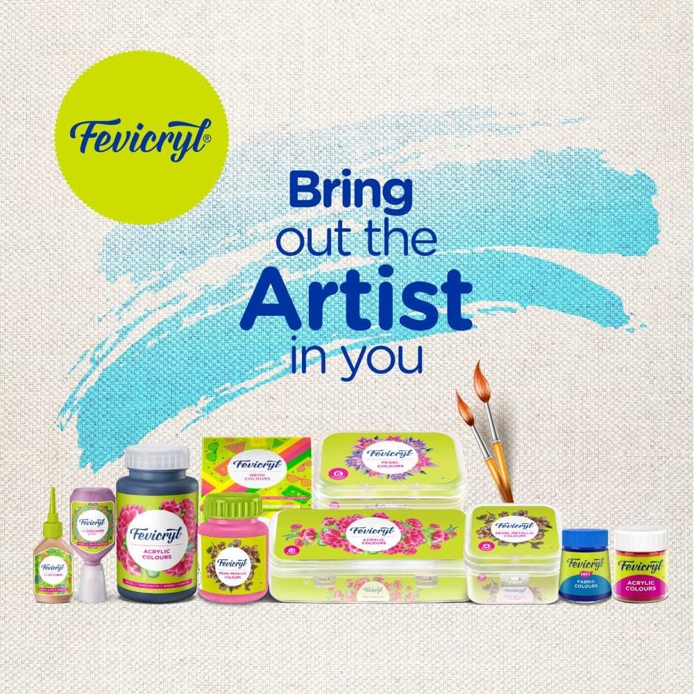 Pidilite Fevicryl Fabric Colour Kit- 20ml for Fabric Painting (10 X 20ml Multicolour) - Image 5