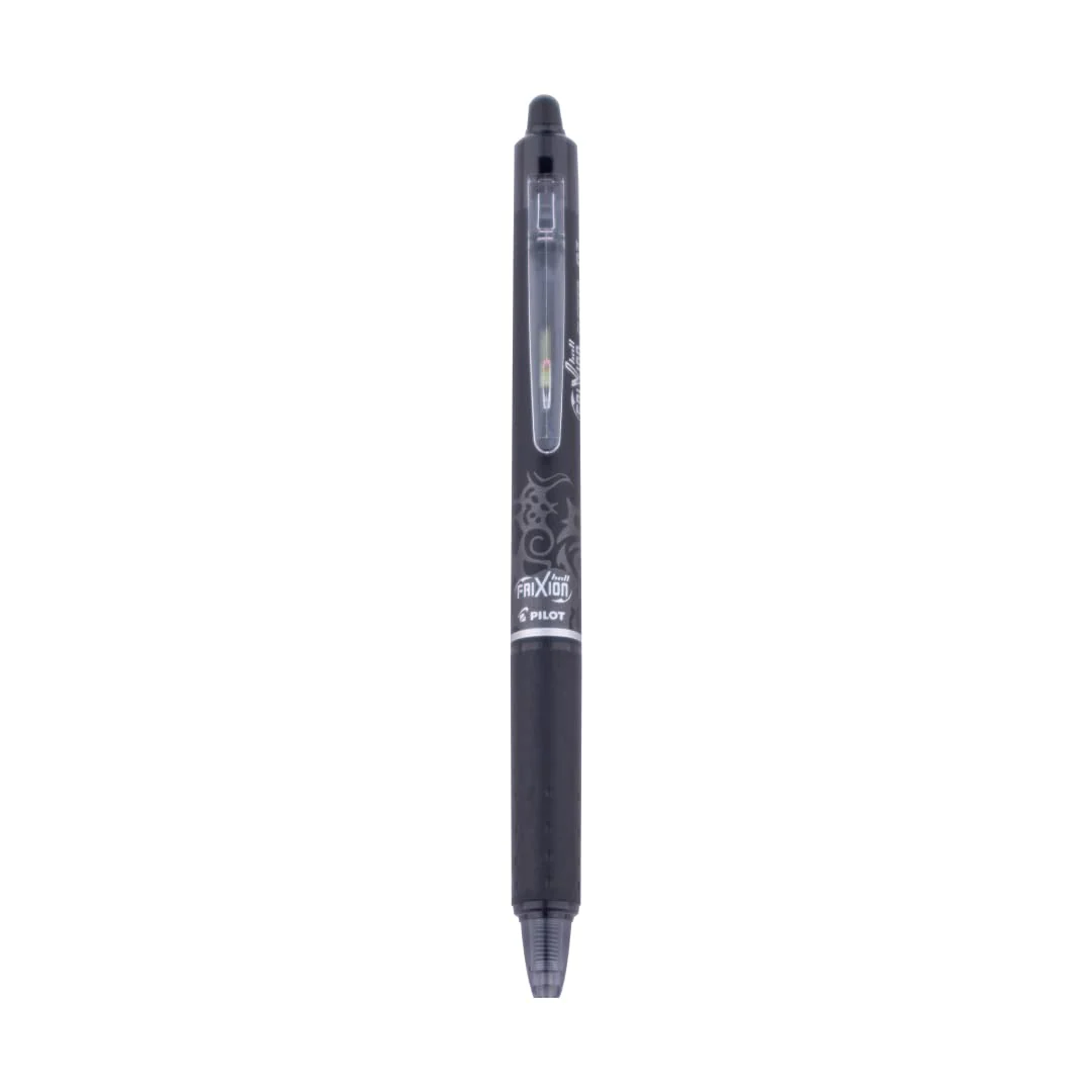Pilot Frixion Clicker 0.7mm Fine Point Roller Ball Pen with Comfortable Dimpled Grip & Inbuild Eraser | Black Ink