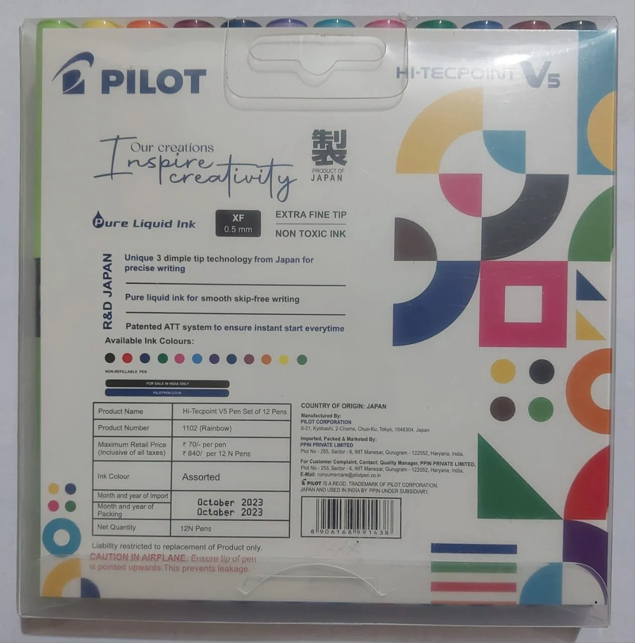 Pilot V5 Hi-Techpoint Pen Rainbow Colour Set of 12 - Image 5