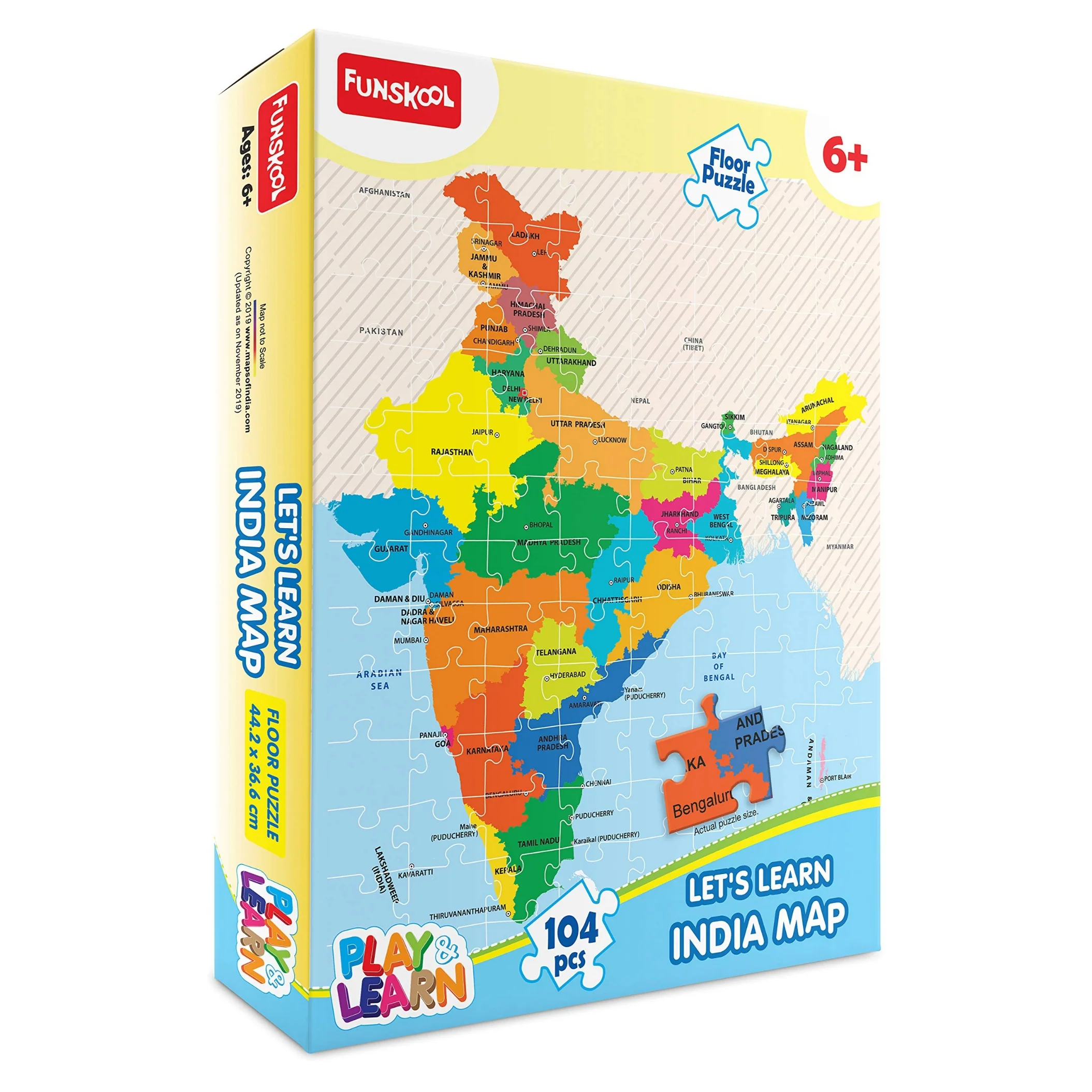 Play & Learn Funskool India Map Jigsaw Puzzle Game for Kids 104 Pieces