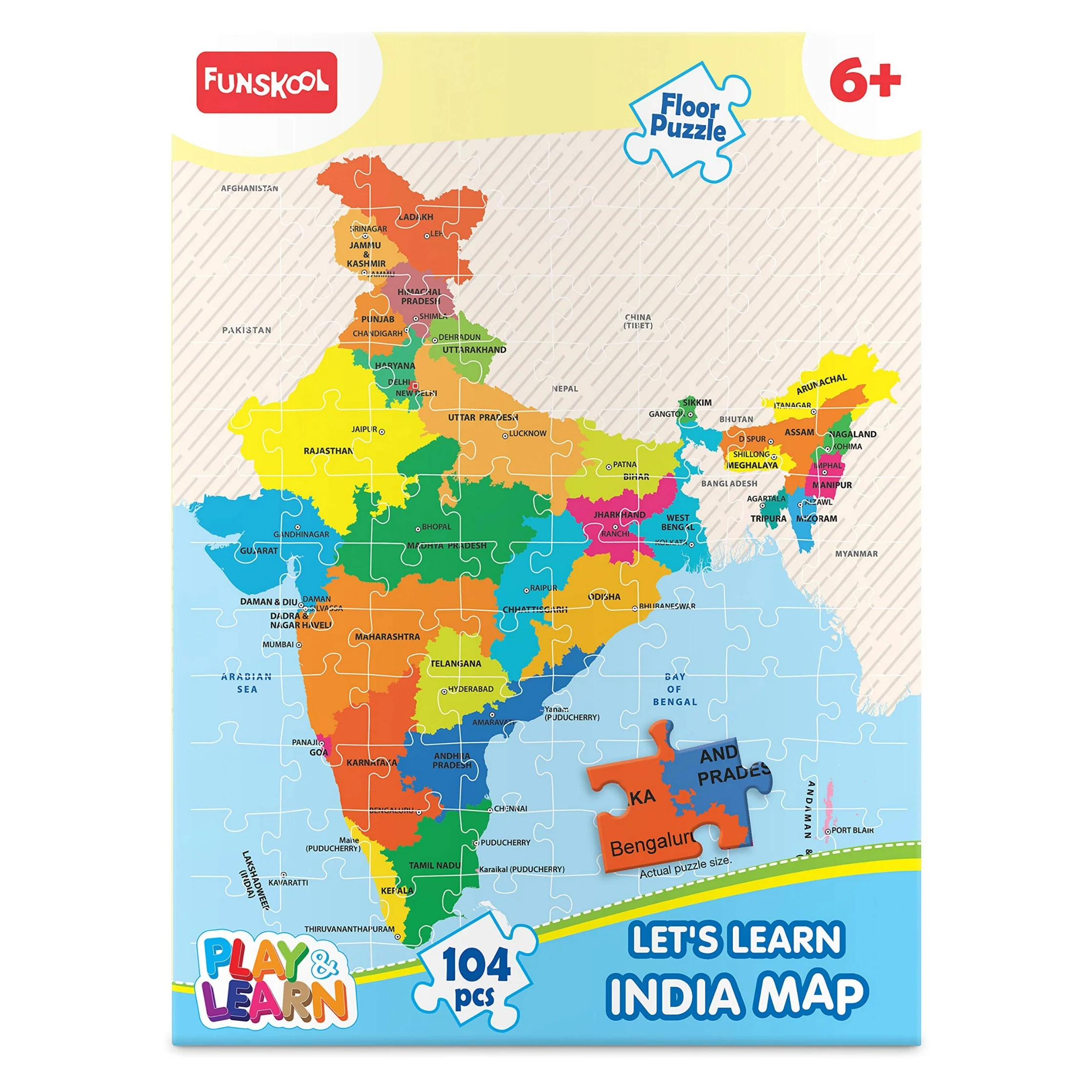 Play & Learn Funskool India Map Jigsaw Puzzle Game for Kids 104 Pieces - Image 2