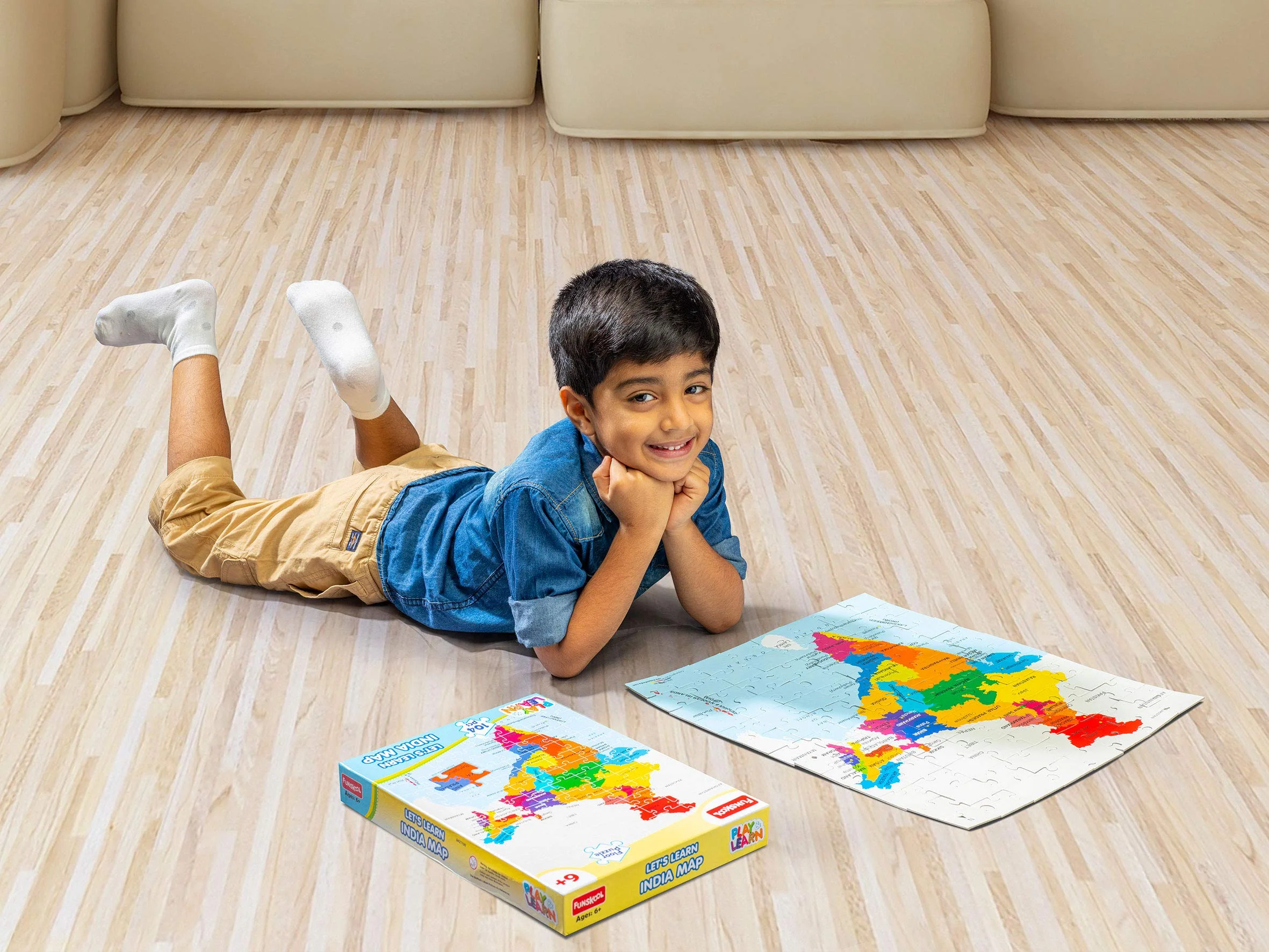 Play & Learn Funskool India Map Jigsaw Puzzle Game for Kids 104 Pieces - Image 3